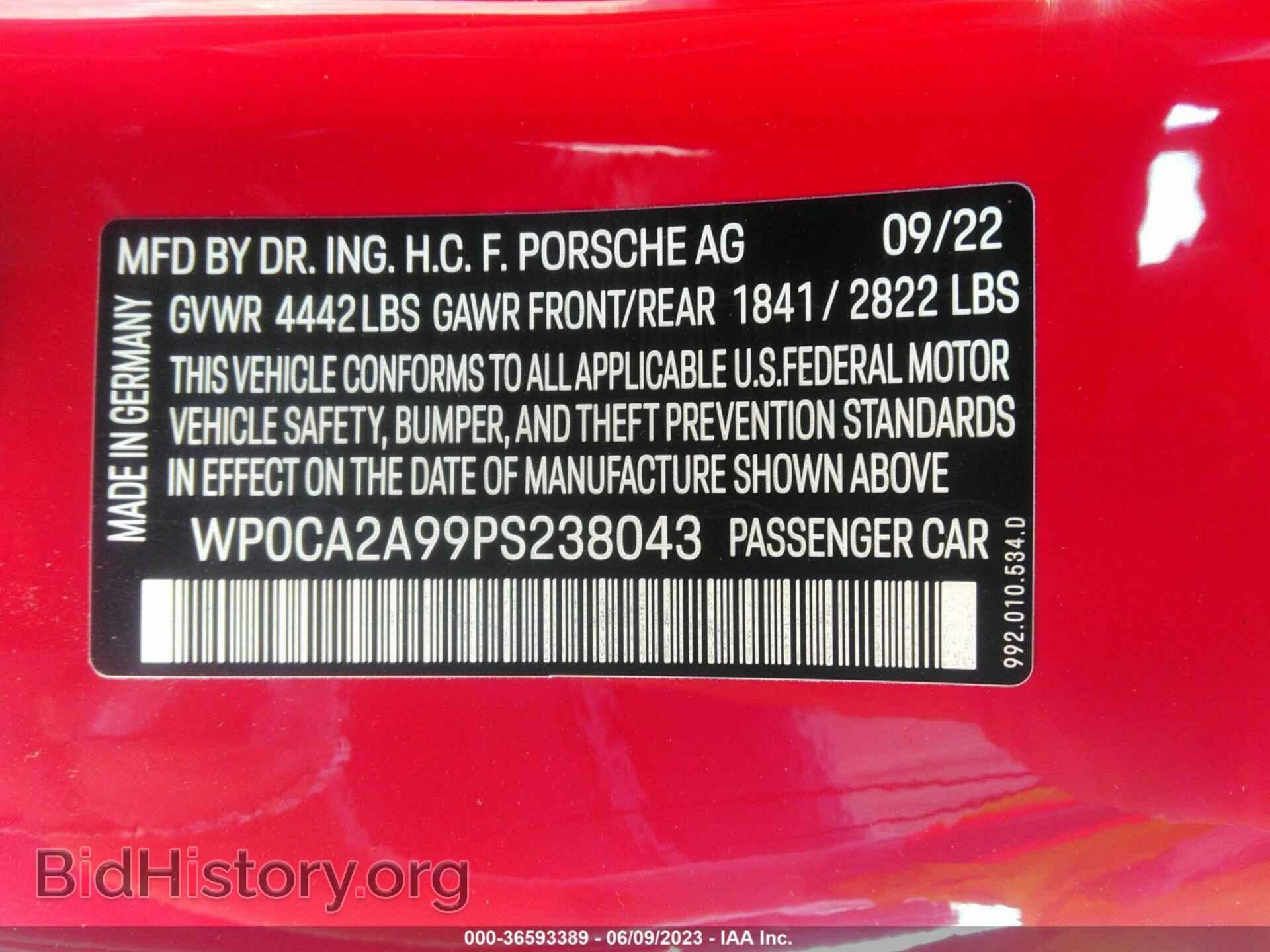 2023 PORSCHE 911 - VIN: WP0CA2A99PS238043 - Фото 9