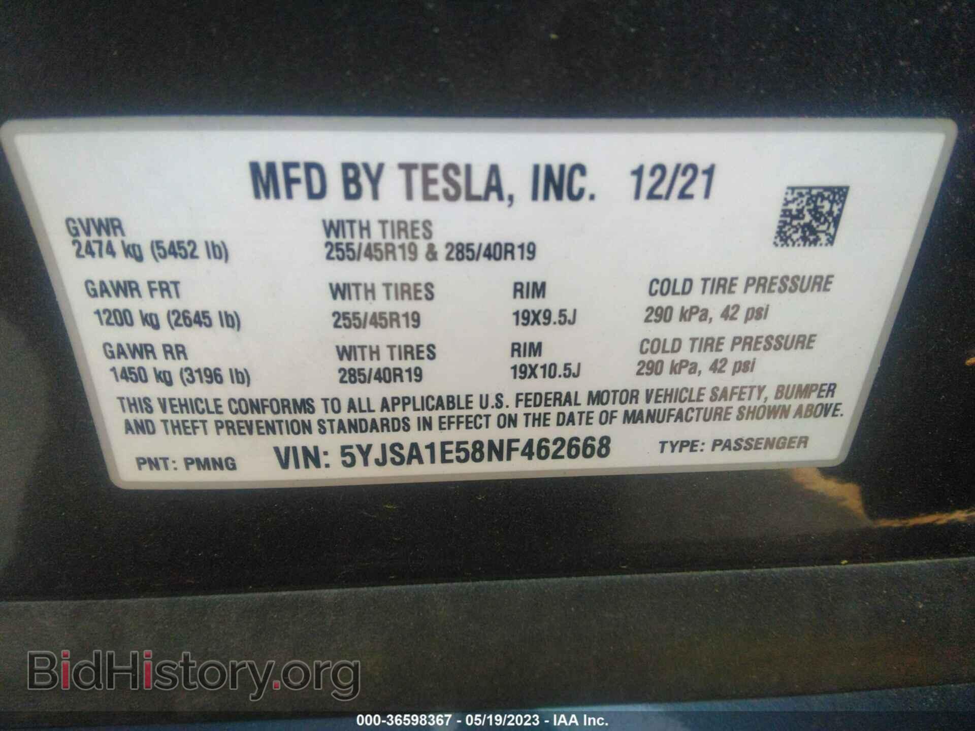2022 TESLA MODEL S - VIN: 5YJSA1E58NF462668 - Photo 9