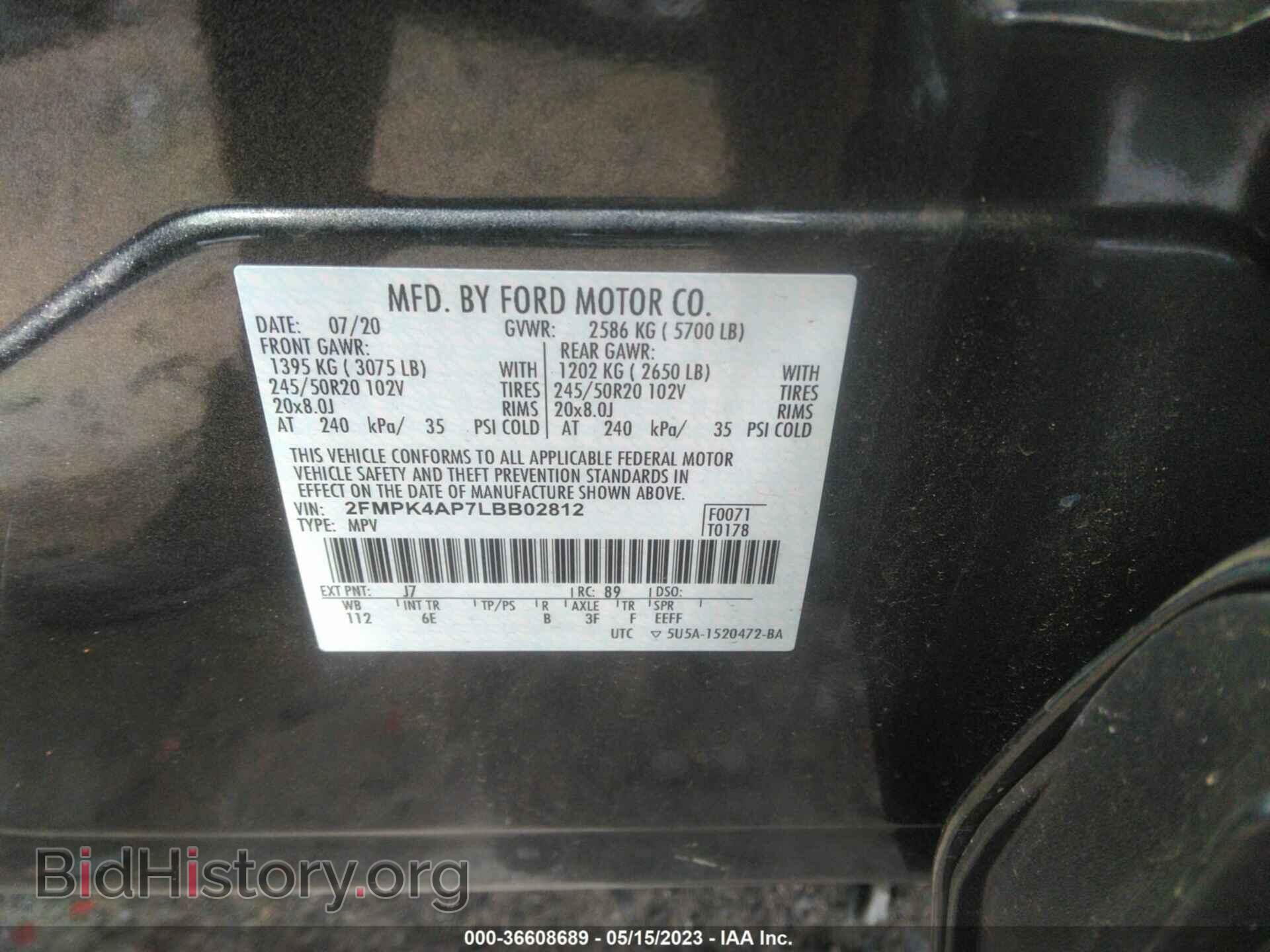 2020 FORD EDGE - VIN: 2FMPK4AP7LBB02812 - Photo 9
