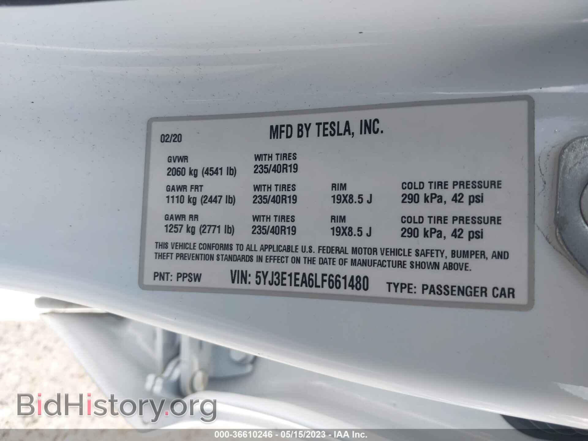 2020 TESLA MODEL 3 - VIN: 5YJ3E1EA6LF661480 - Фото 9