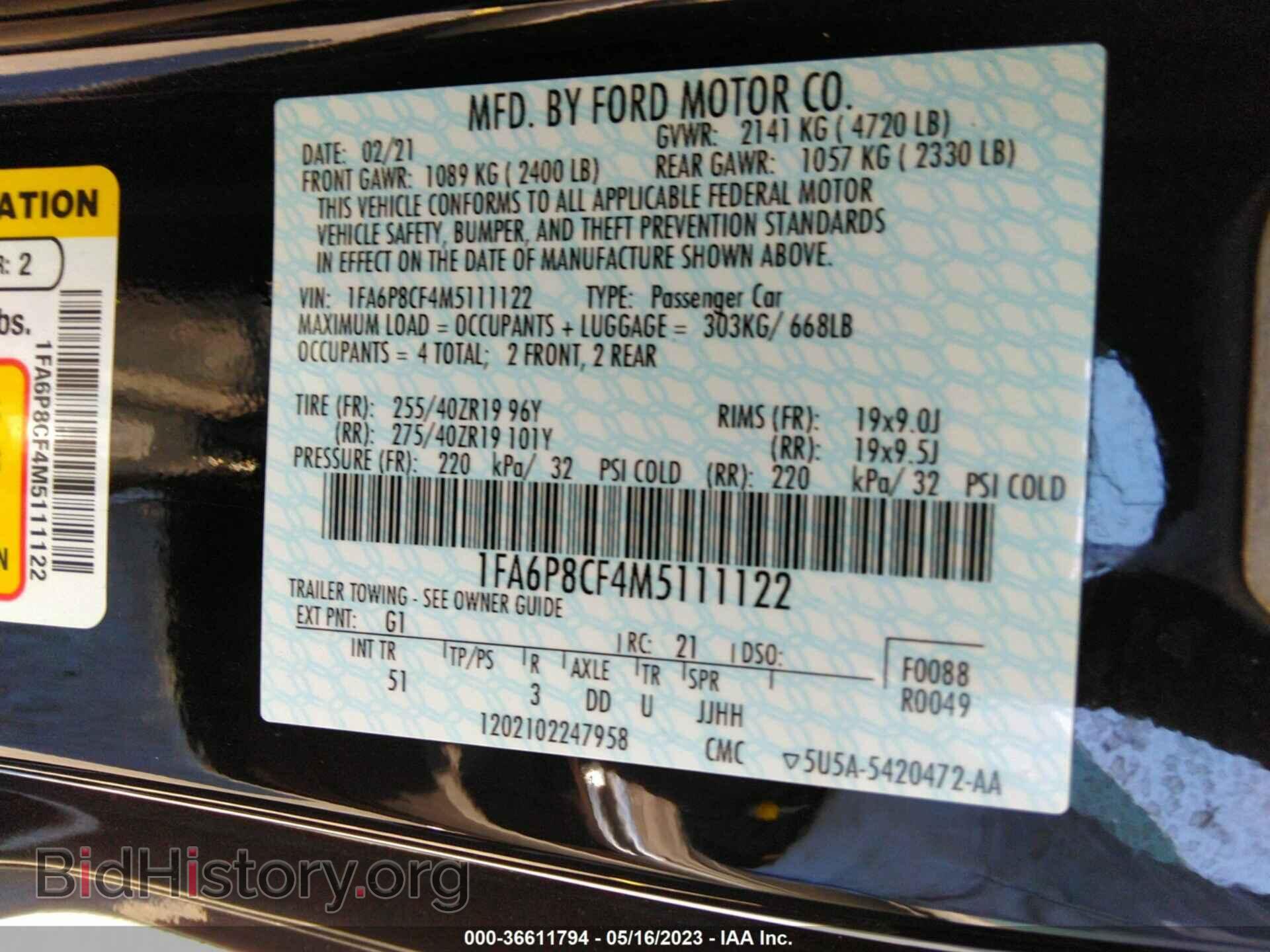 2021 FORD MUSTANG - VIN: 1FA6P8CF4M5111122 - Фото 9
