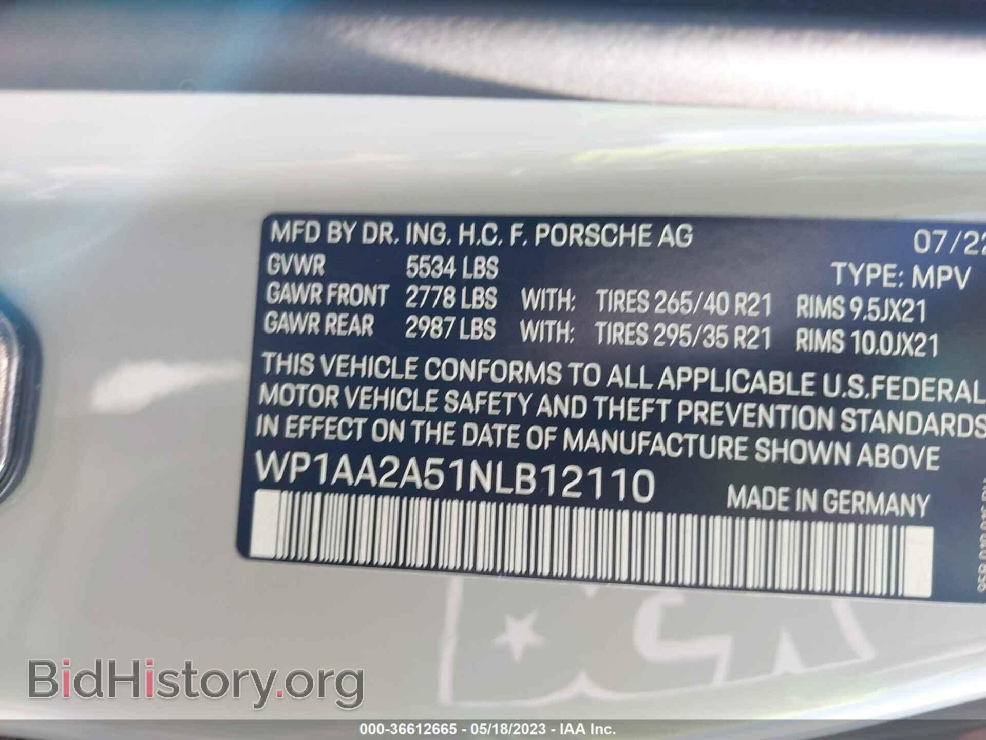 2022 PORSCHE MACAN - VIN: WP1AA2A51NLB12110 - Фото 9