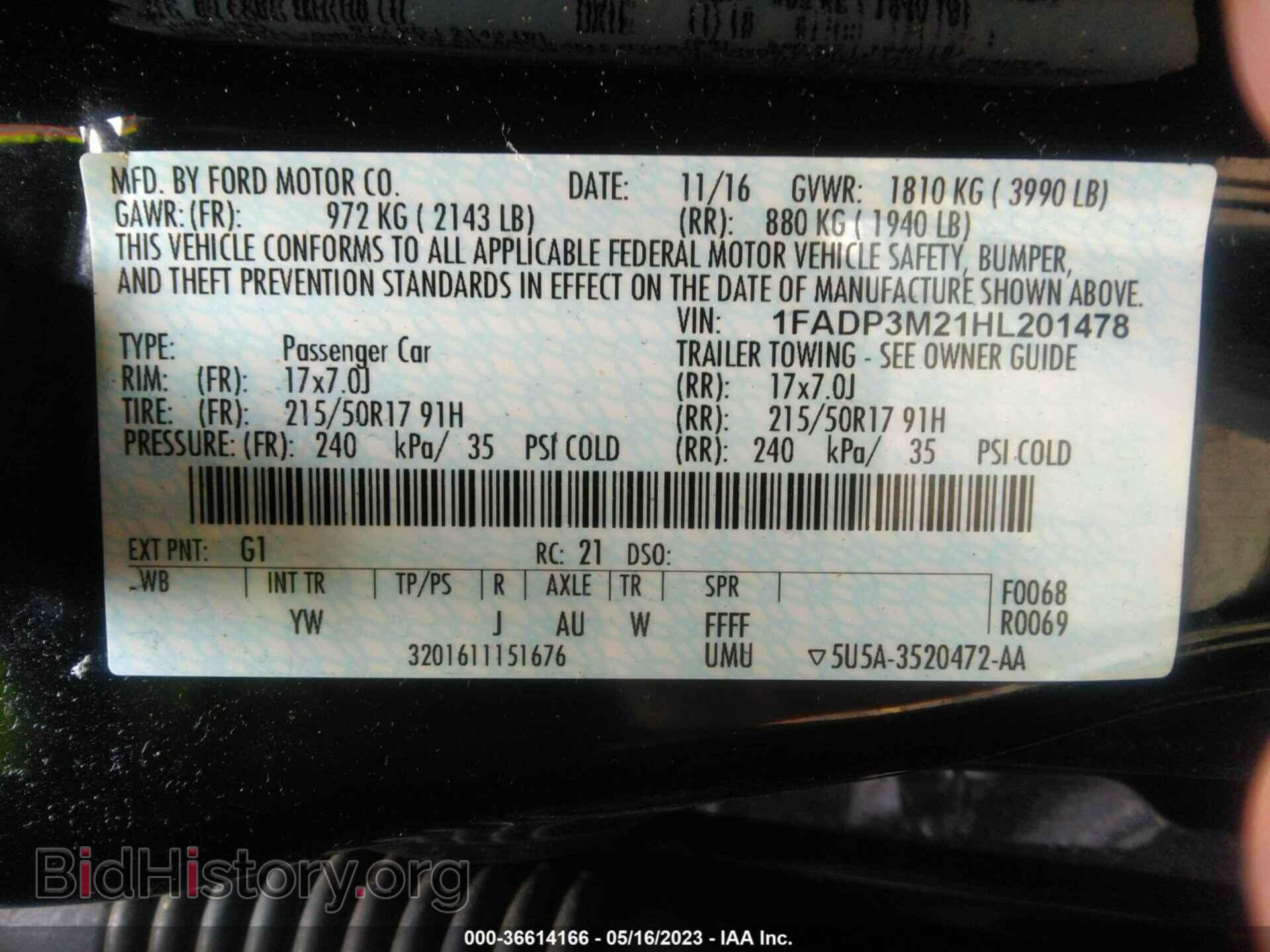 2017 FORD FOCUS - VIN: 1FADP3M21HL201478 - Фото 9