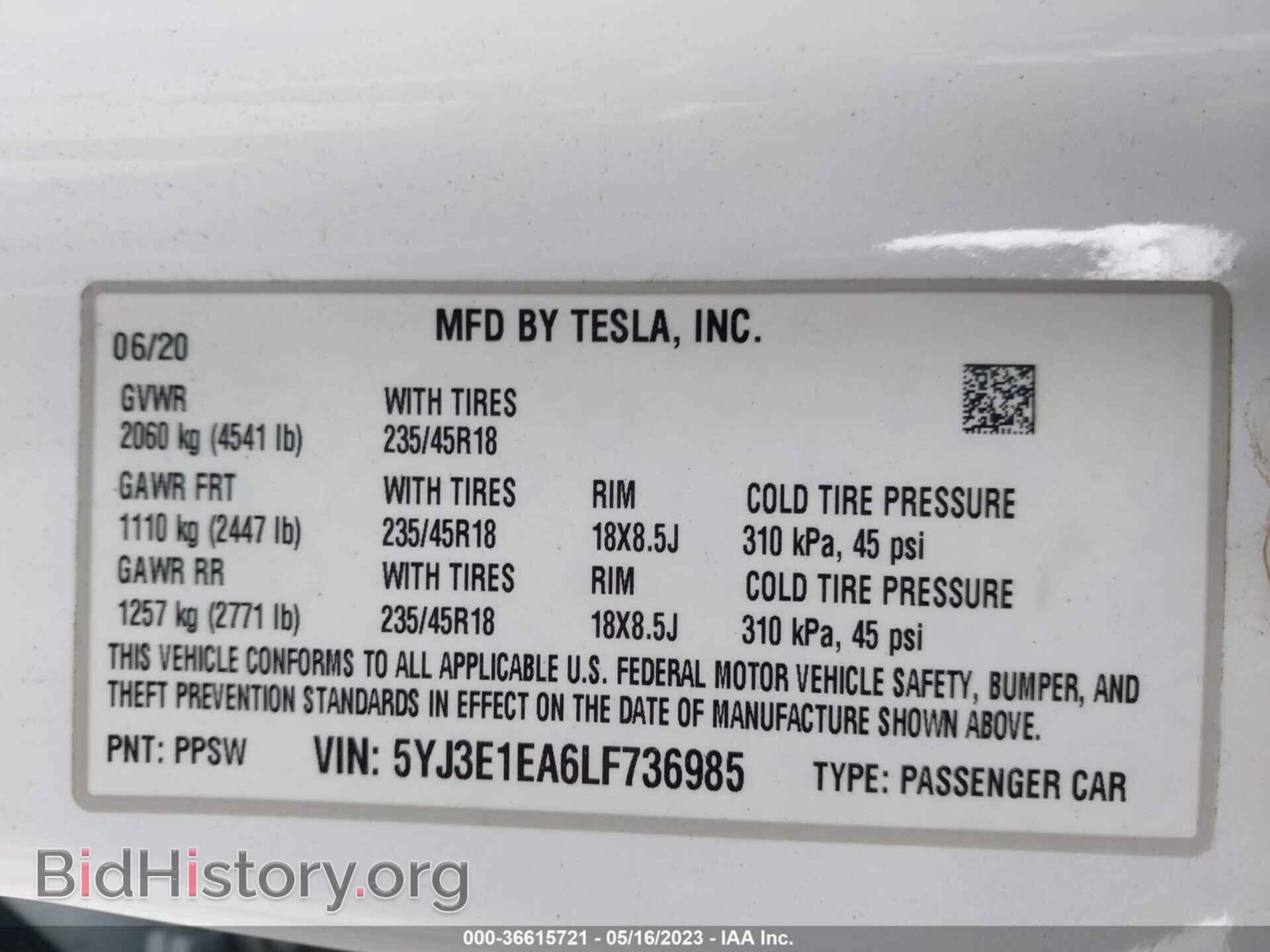 2020 TESLA MODEL 3 - VIN: 5YJ3E1EA6LF736985 - Фото 9