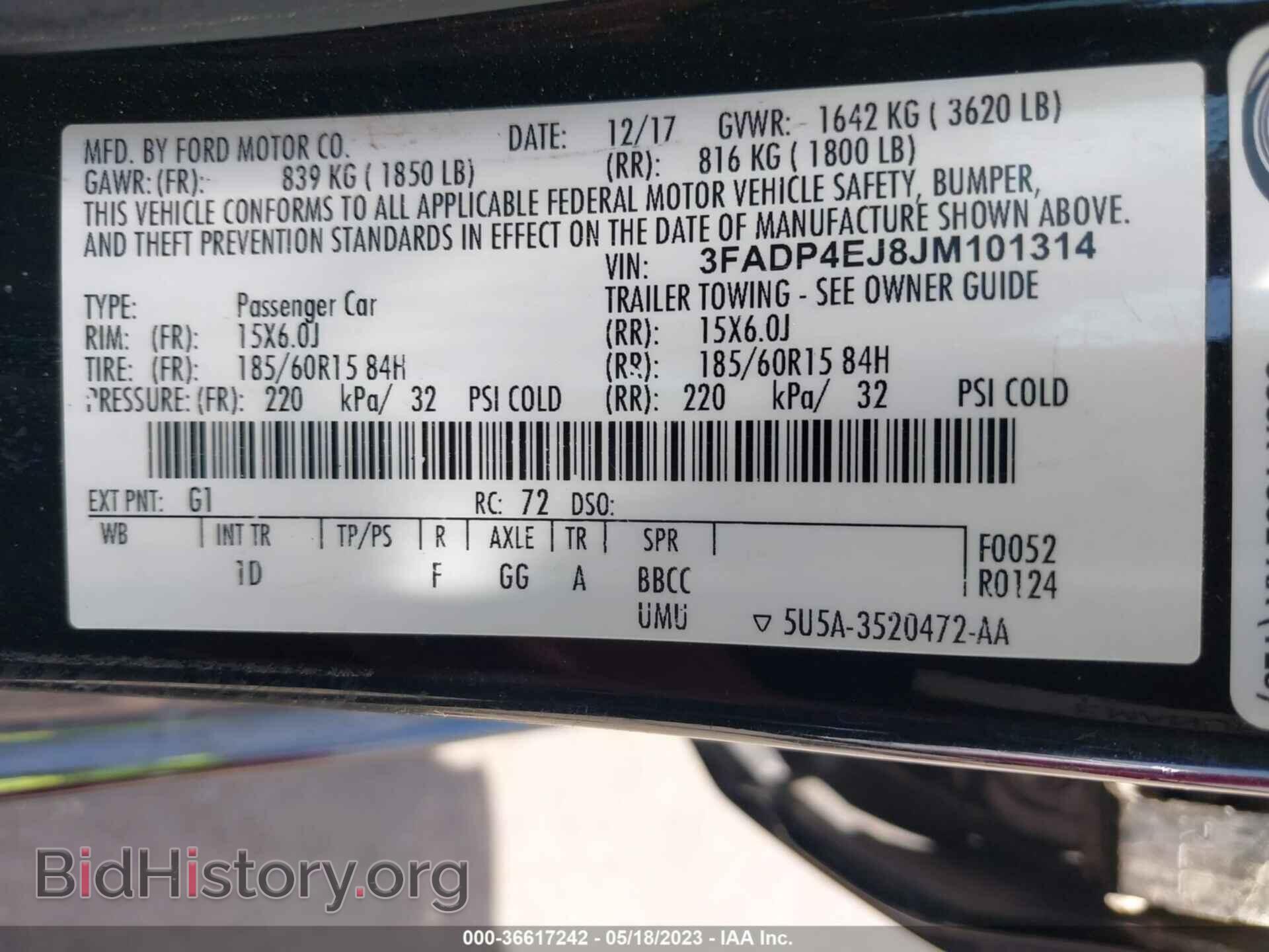 2018 FORD FIESTA - VIN: 3FADP4EJ8JM101314 - Фото 9