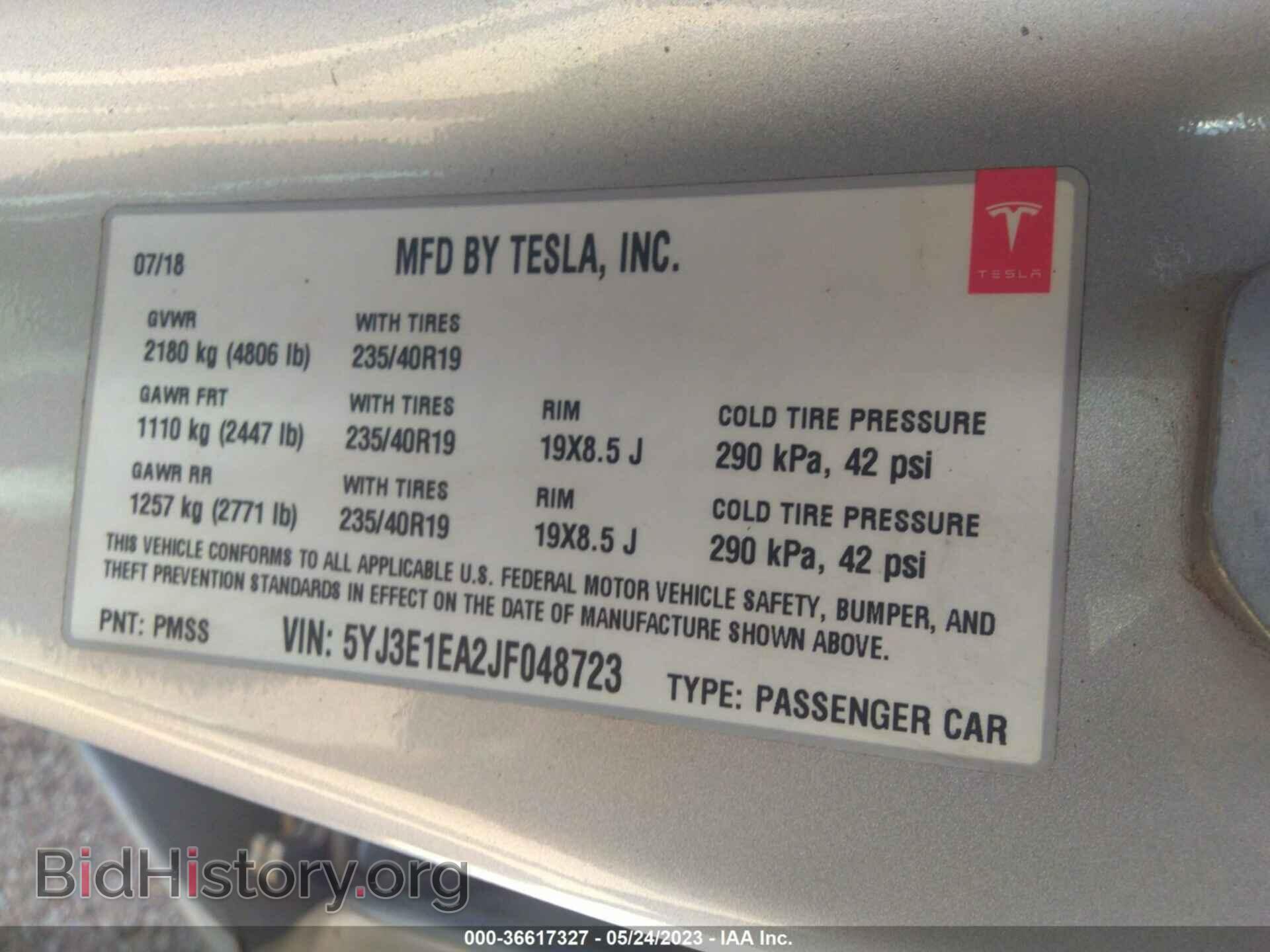 2018 TESLA MODEL 3 - VIN: 5YJ3E1EA2JF048723 - Фото 9