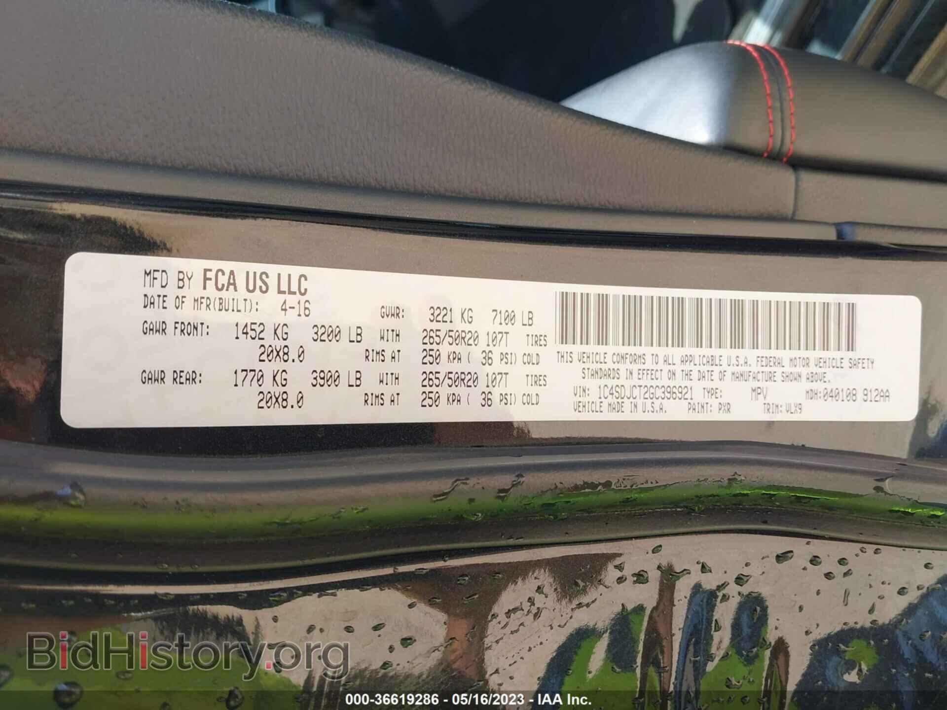 2016 DODGE DURANGO - VIN: 1C4SDJCT2GC396921 - Photo 9