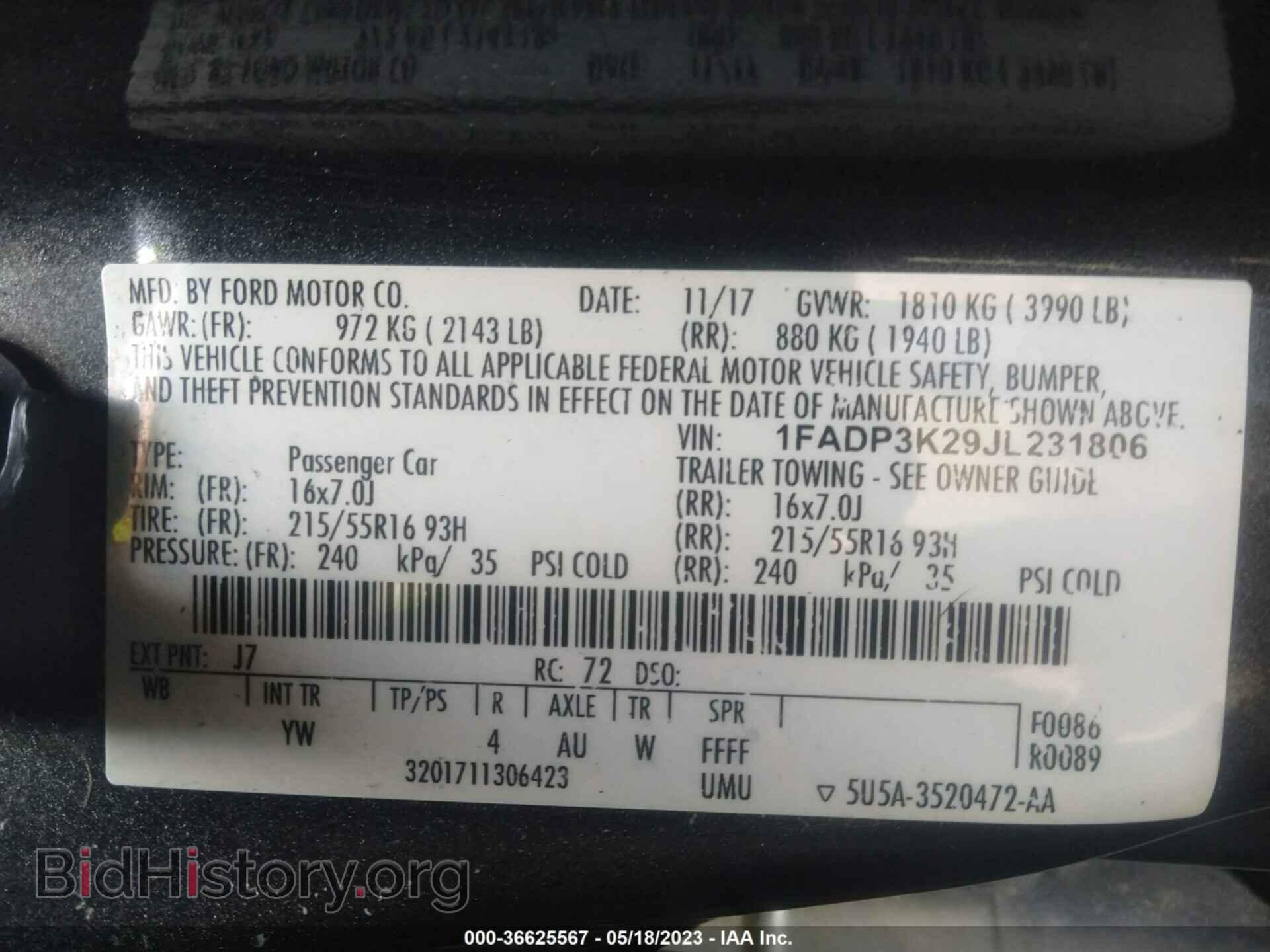 2018 FORD FOCUS - VIN: 1FADP3K29JL231806 - Фото 9