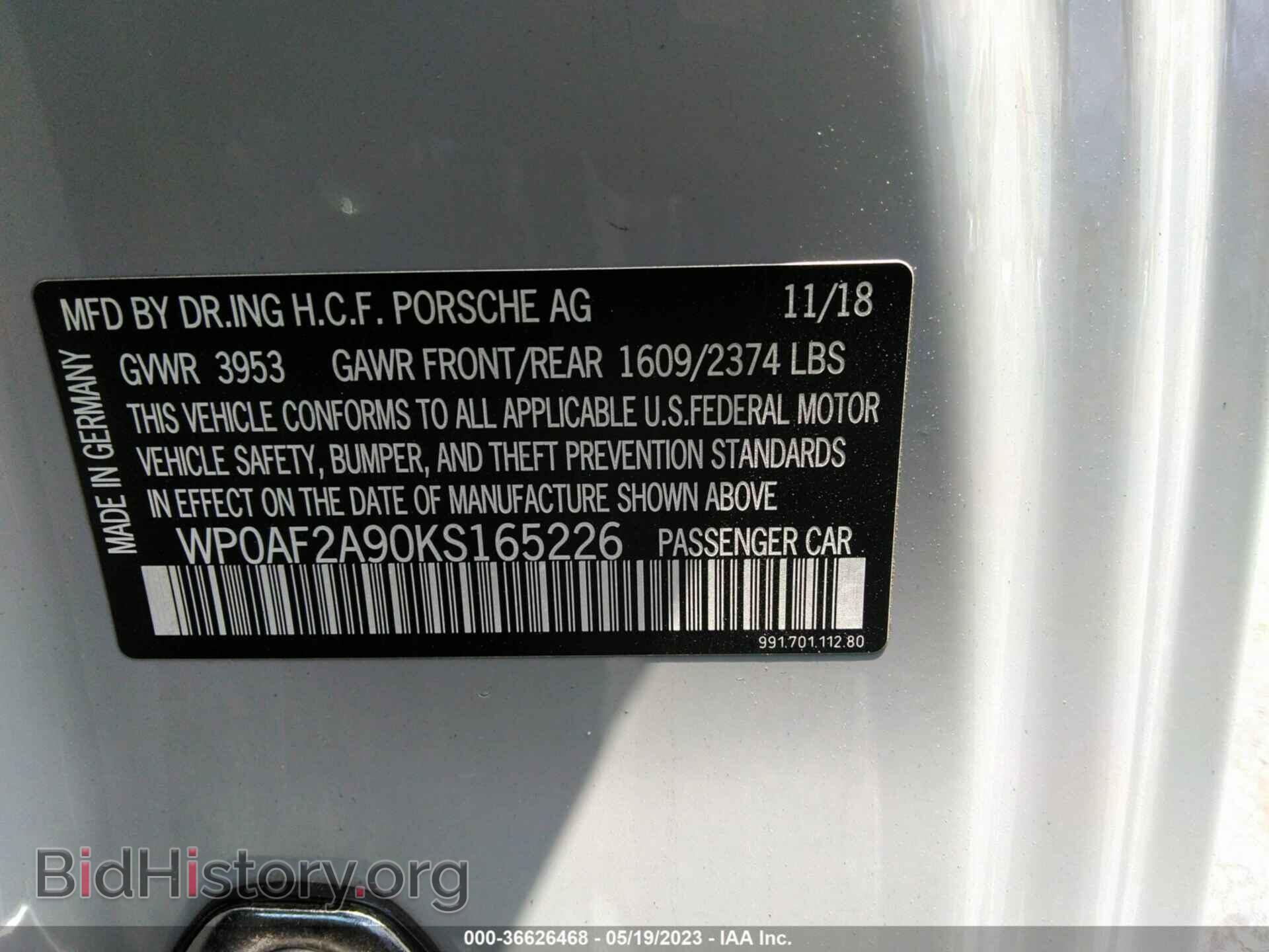 2019 PORSCHE 911 - VIN: WP0AF2A90KS165226 - Фото 9