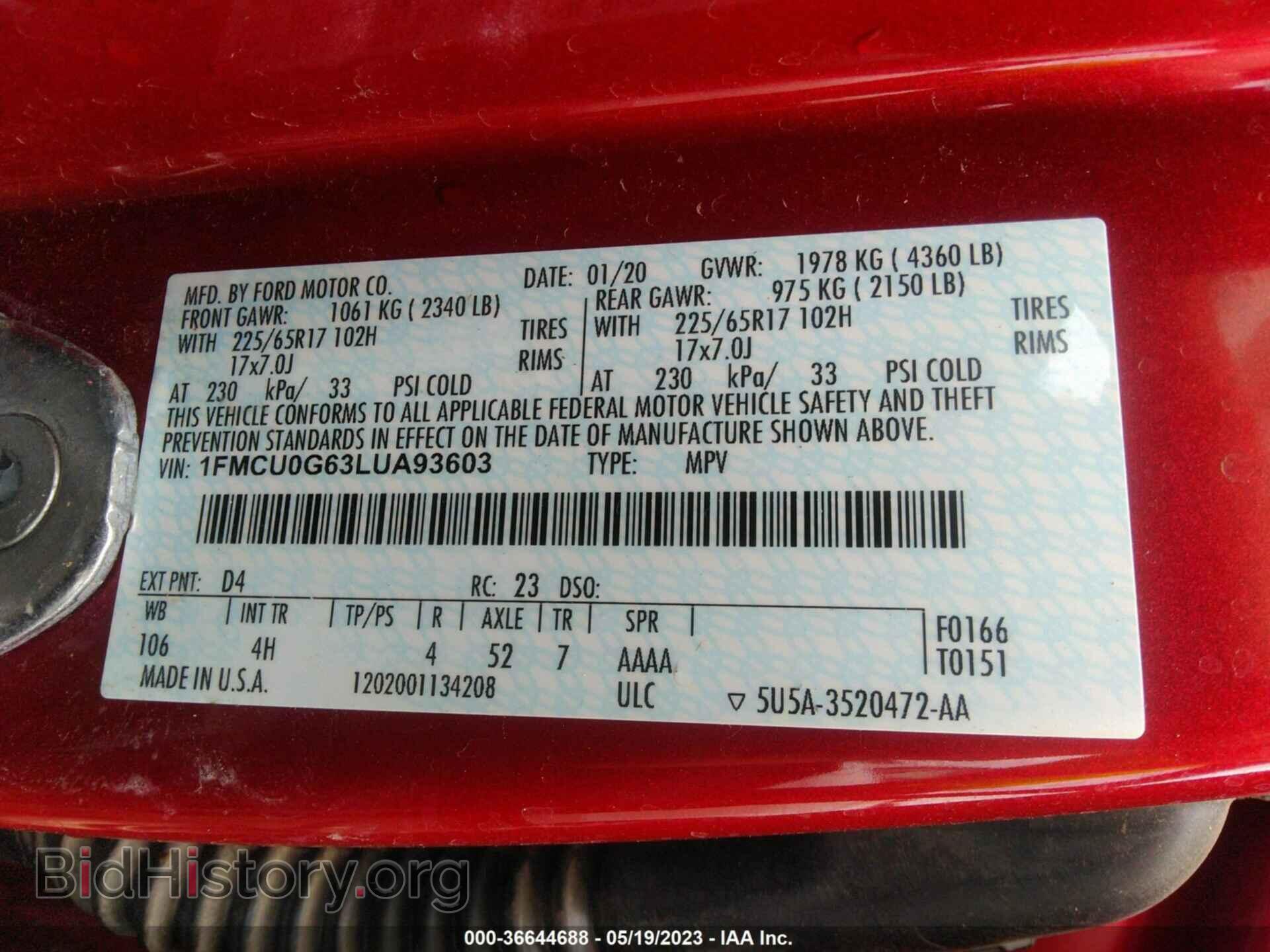 2020 FORD ESCAPE - VIN: 1FMCU0G63LUA93603 - Photo 9