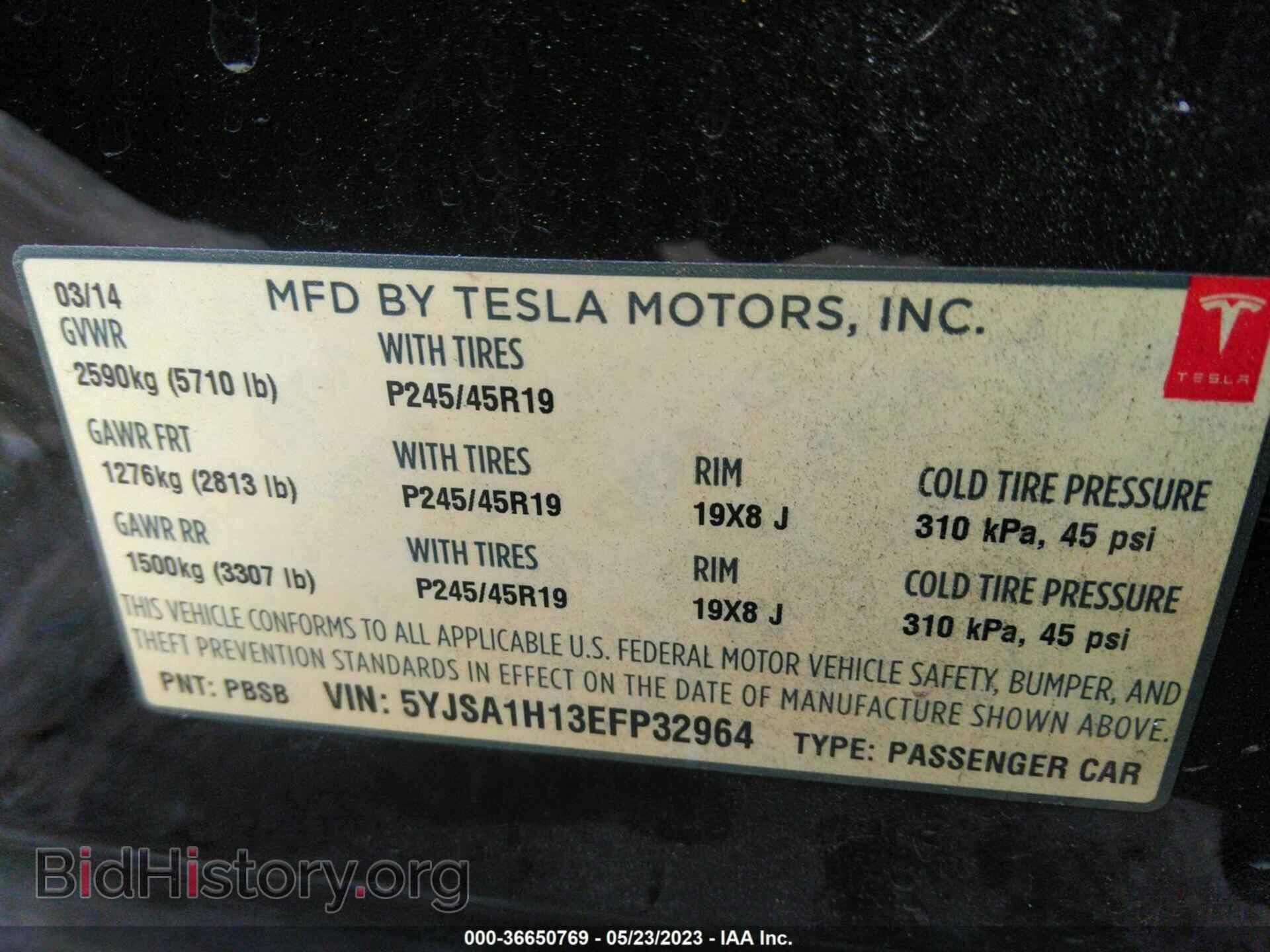 2014 TESLA MODEL S - VIN: 5YJSA1H13EFP32964 - Photo 9