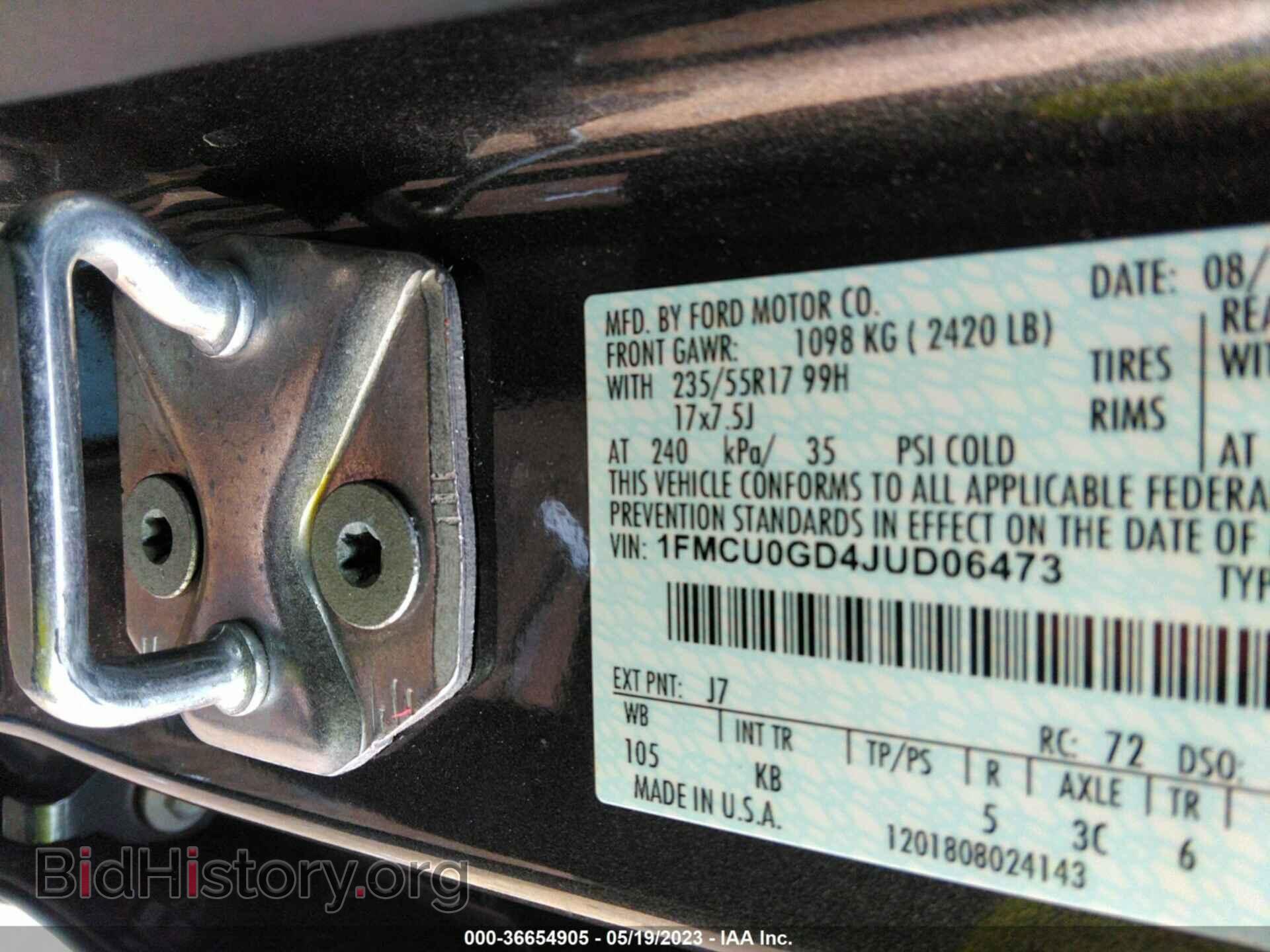 2018 FORD ESCAPE - VIN: 1FMCU0GD4JUD06473 - Фото 9