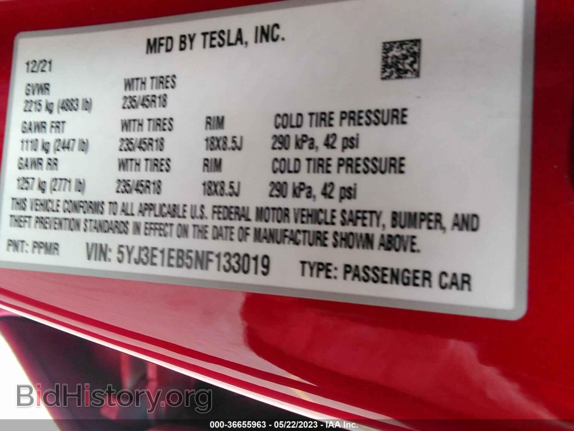 2022 TESLA MODEL 3 - VIN: 5YJ3E1EB5NF133019 - Photo 9