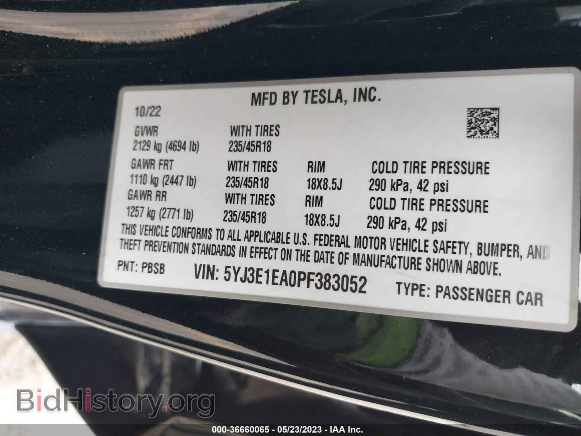 2023 TESLA MODEL 3 - VIN: 5YJ3E1EA0PF383052 - Фото 9