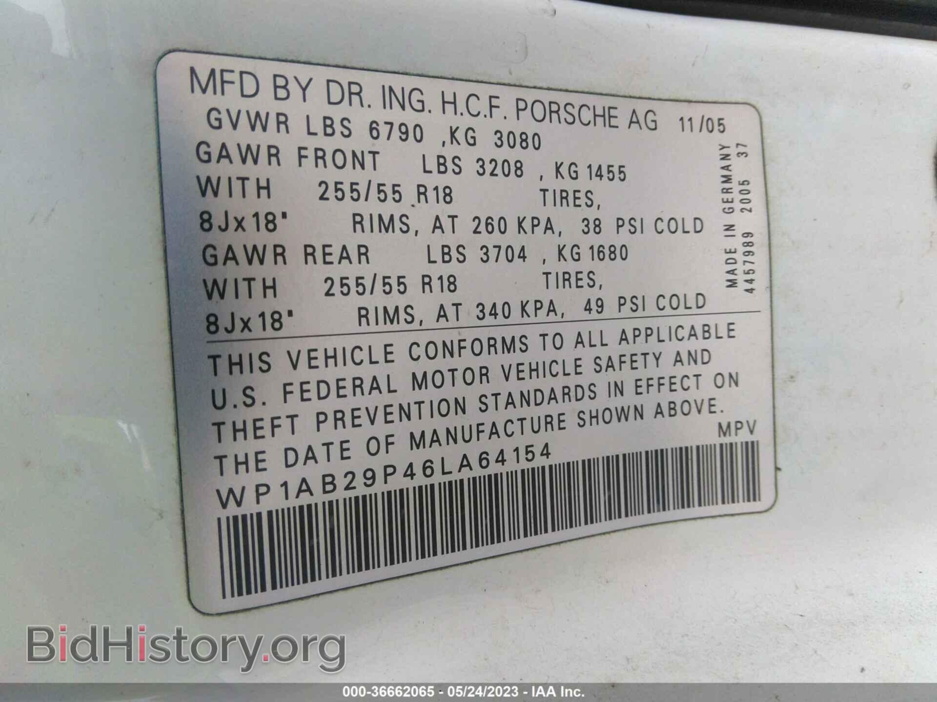 2006 PORSCHE CAYENNE - VIN: WP1AB29P46LA64154 - Фото 9