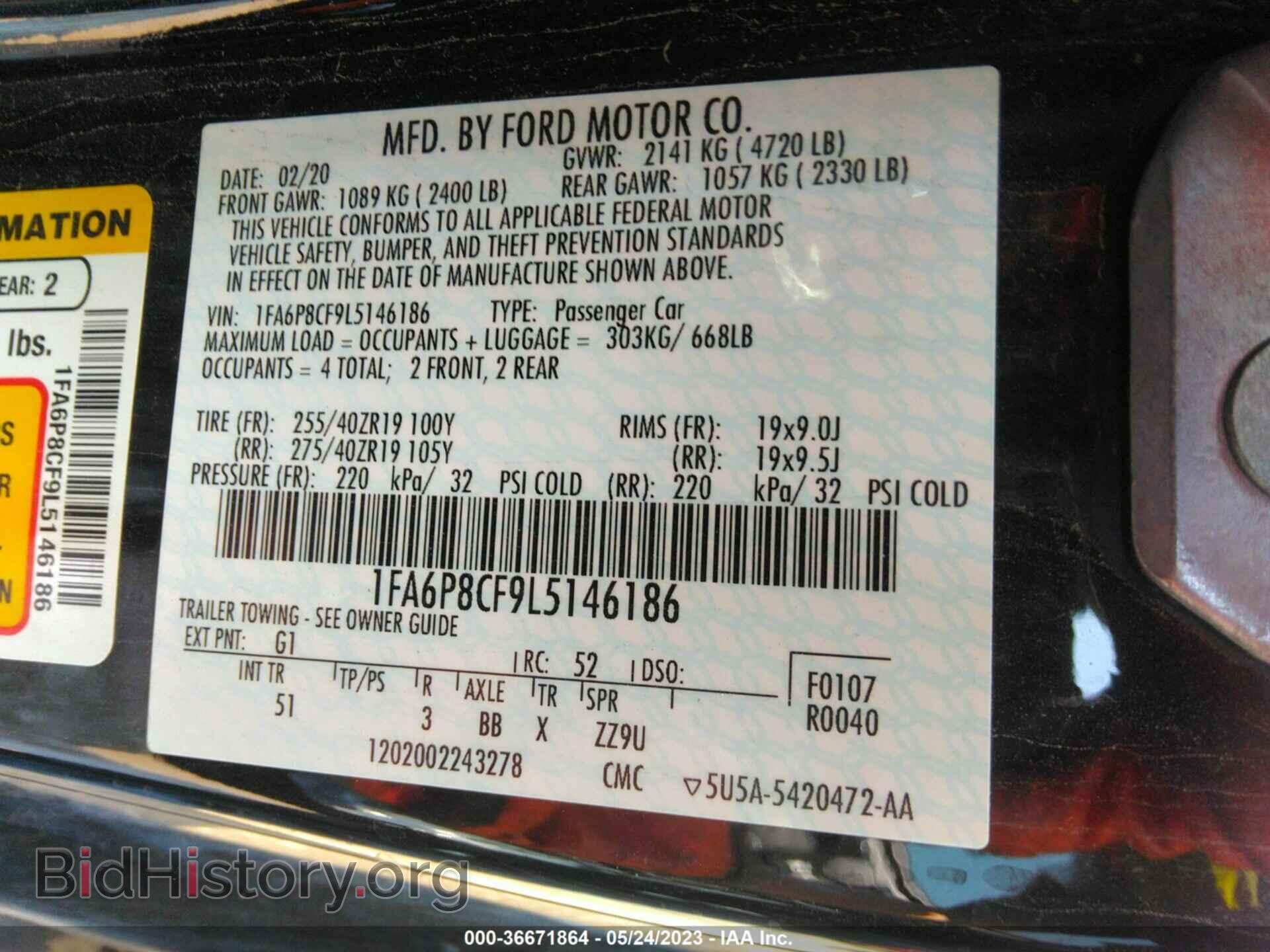 2020 FORD MUSTANG - VIN: 1FA6P8CF9L5146186 - Фото 9