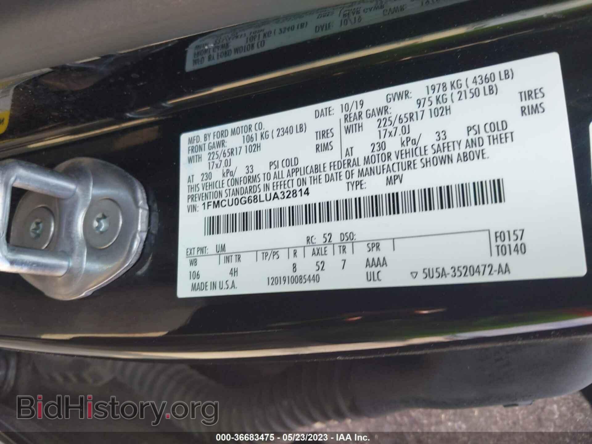 2020 FORD ESCAPE - VIN: 1FMCU0G68LUA32814 - Photo 9