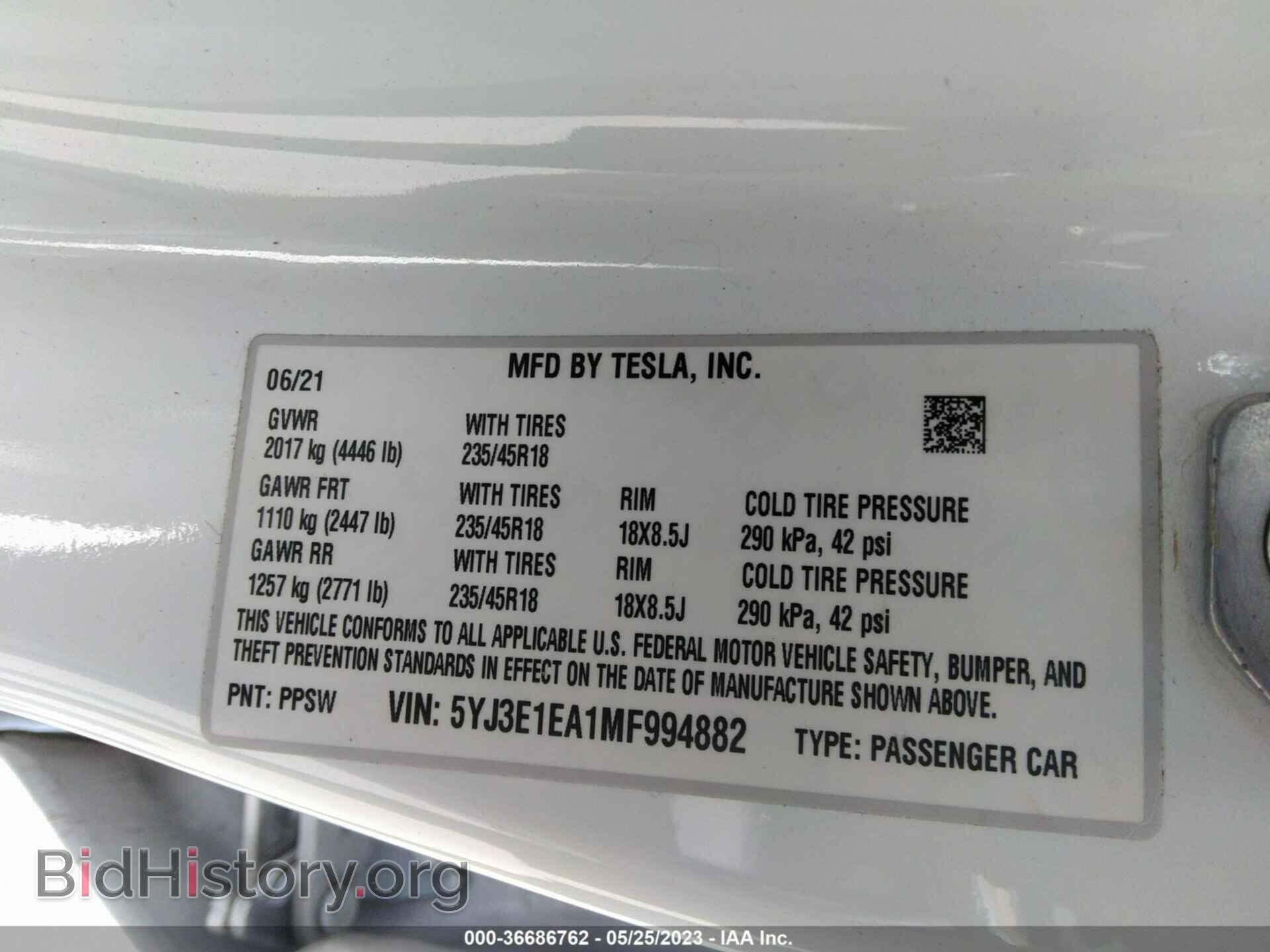 2021 TESLA MODEL 3 - VIN: 5YJ3E1EA1MF994882 - Photo 9