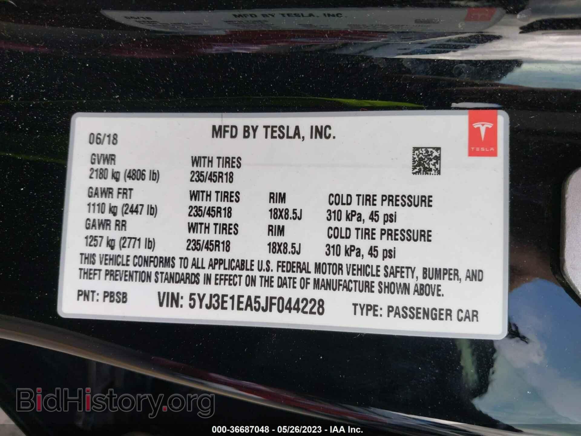 2018 TESLA MODEL 3 - VIN: 5YJ3E1EA5JF044228 - Фото 9