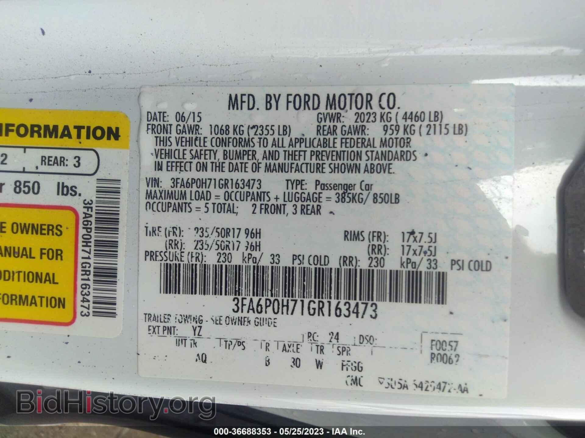 2016 FORD FUSION - VIN: 3FA6P0H71GR163473 - Фото 9