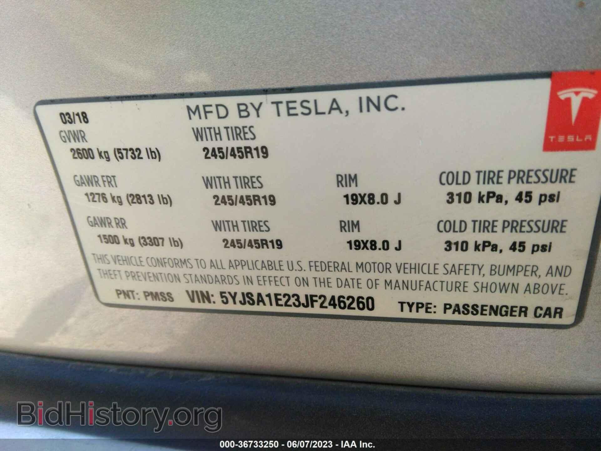 2018 TESLA MODEL S - VIN: 5YJSA1E23JF246260 - Photo 9