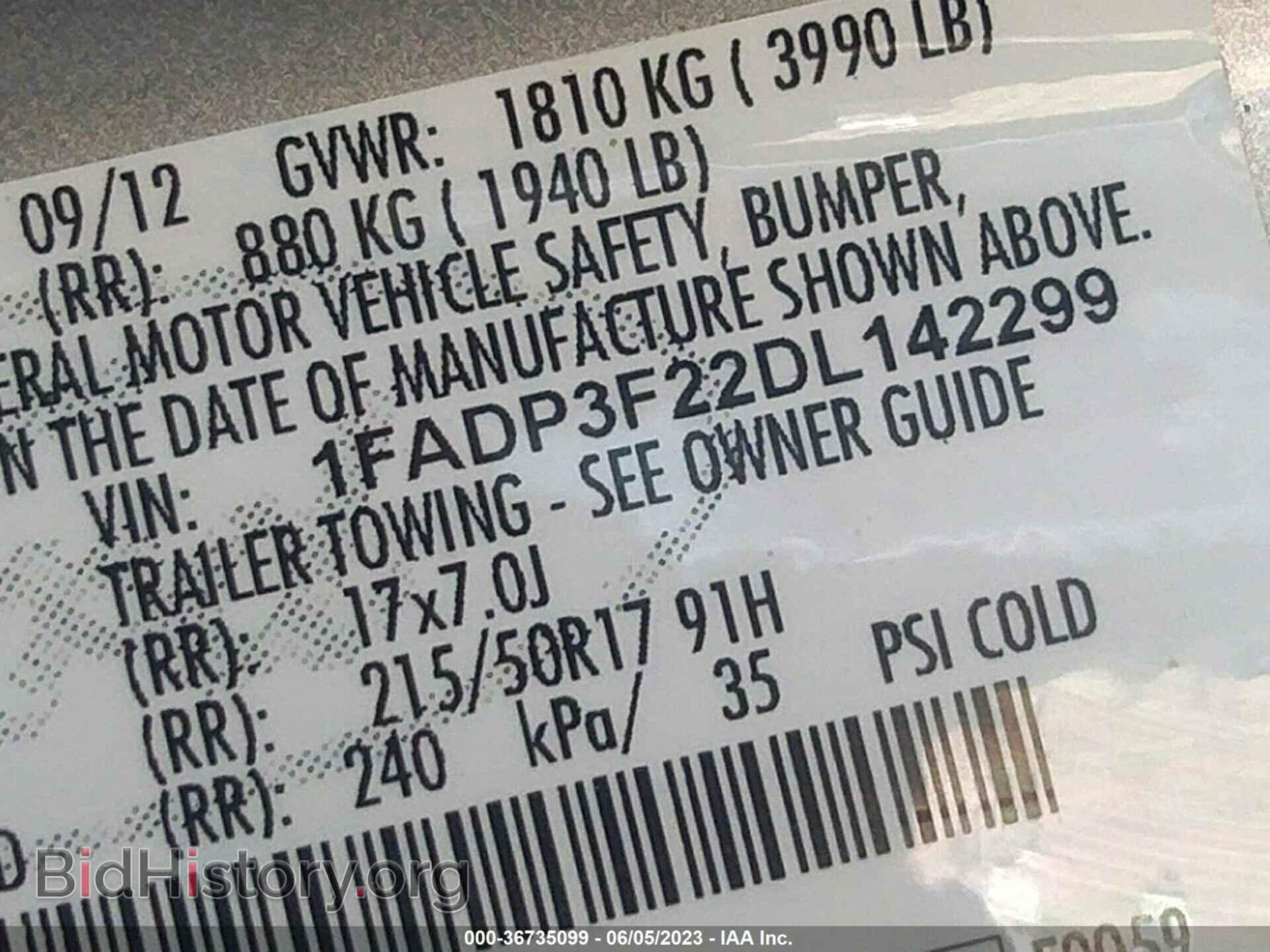 2013 FORD FOCUS - VIN: 1FADP3F22DL142299 - Фото 9