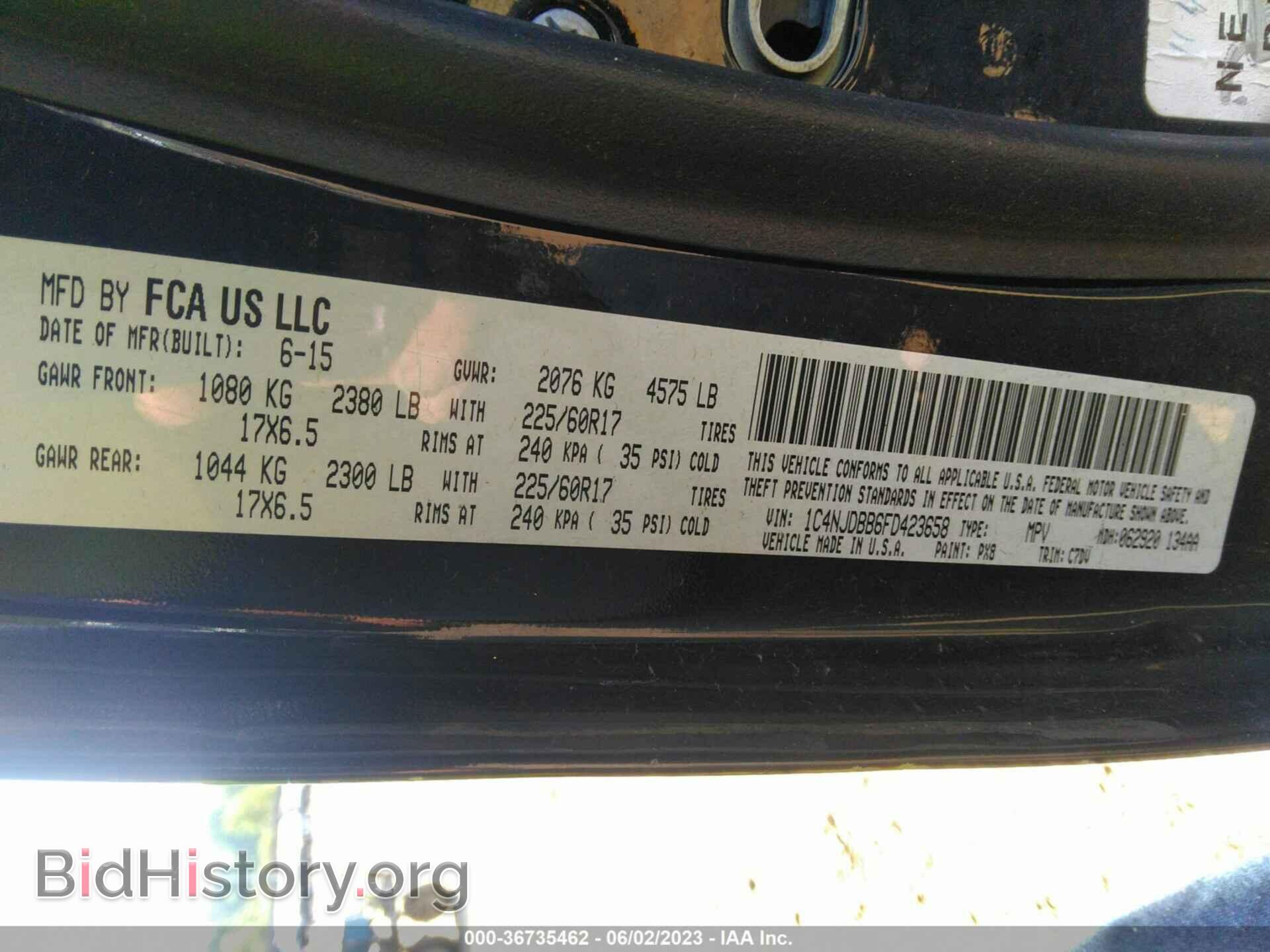 2015 JEEP COMPASS - VIN: 1C4NJDBB6FD423658 - Photo 9