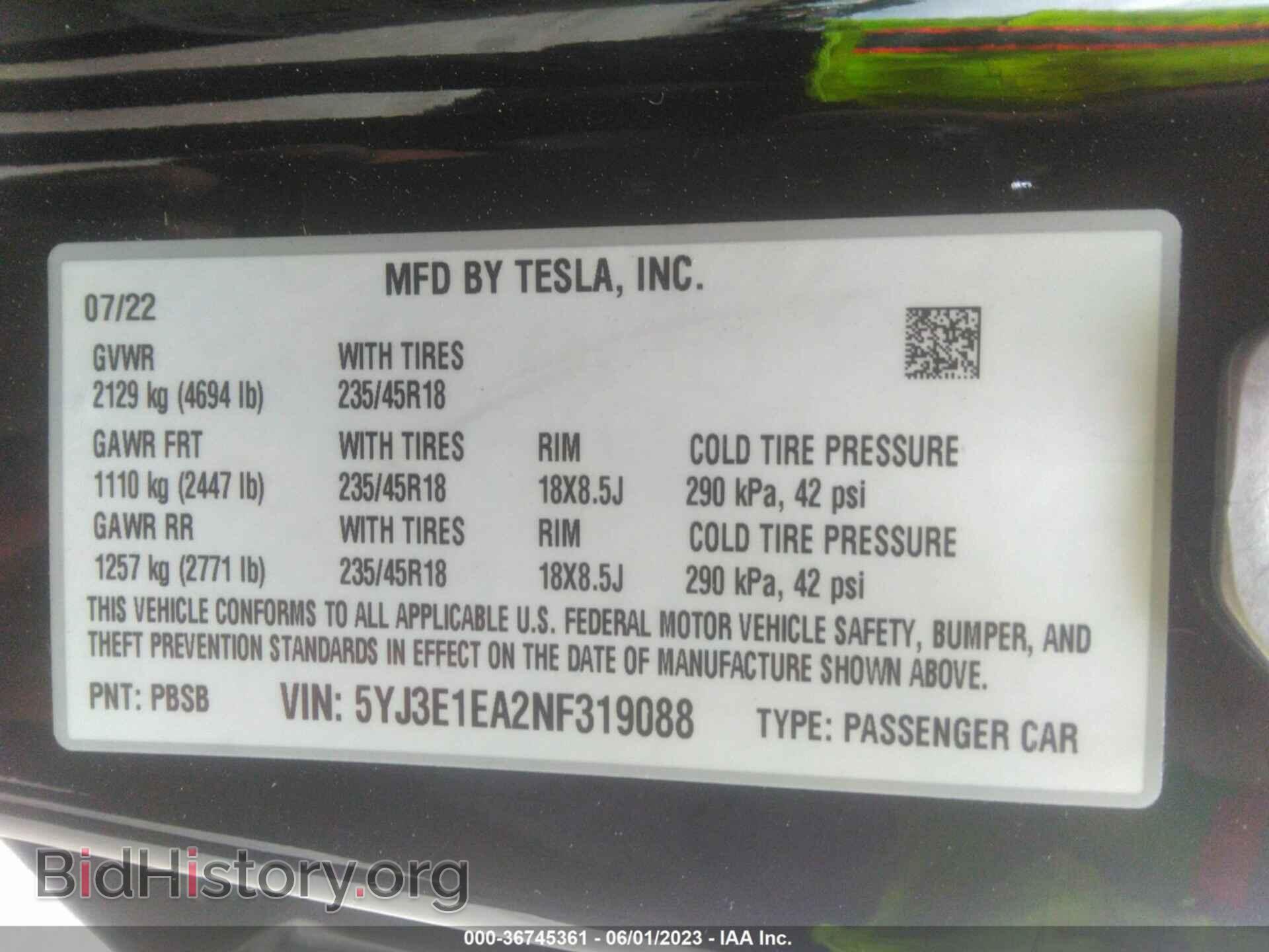 2022 TESLA MODEL 3 - VIN: 5YJ3E1EA2NF319088 - Photo 9