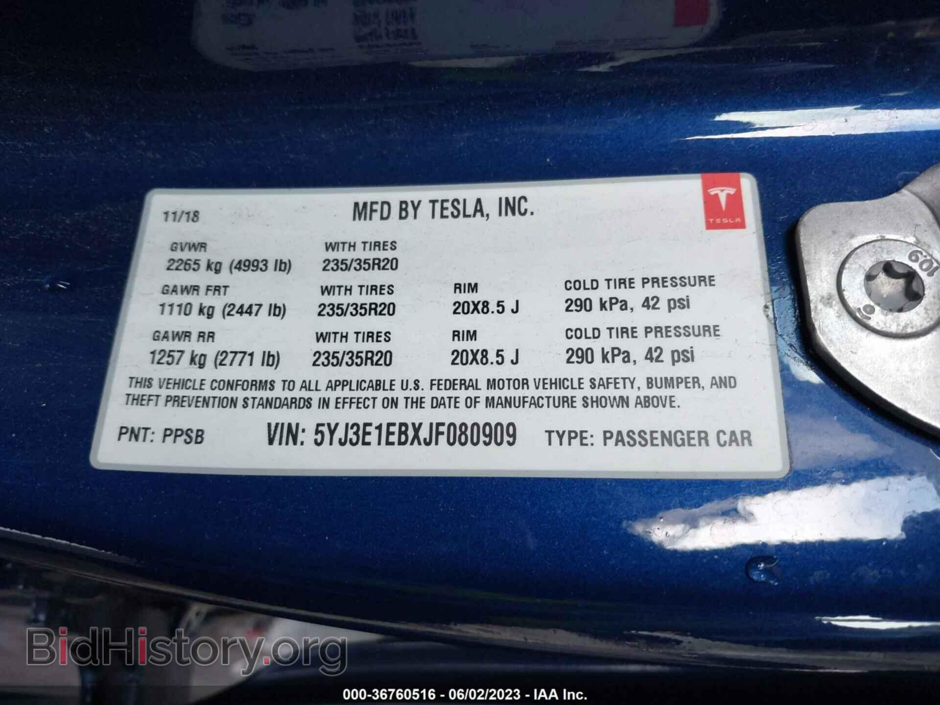 2018 TESLA MODEL 3 - VIN: 5YJ3E1EBXJF080909 - Photo 9