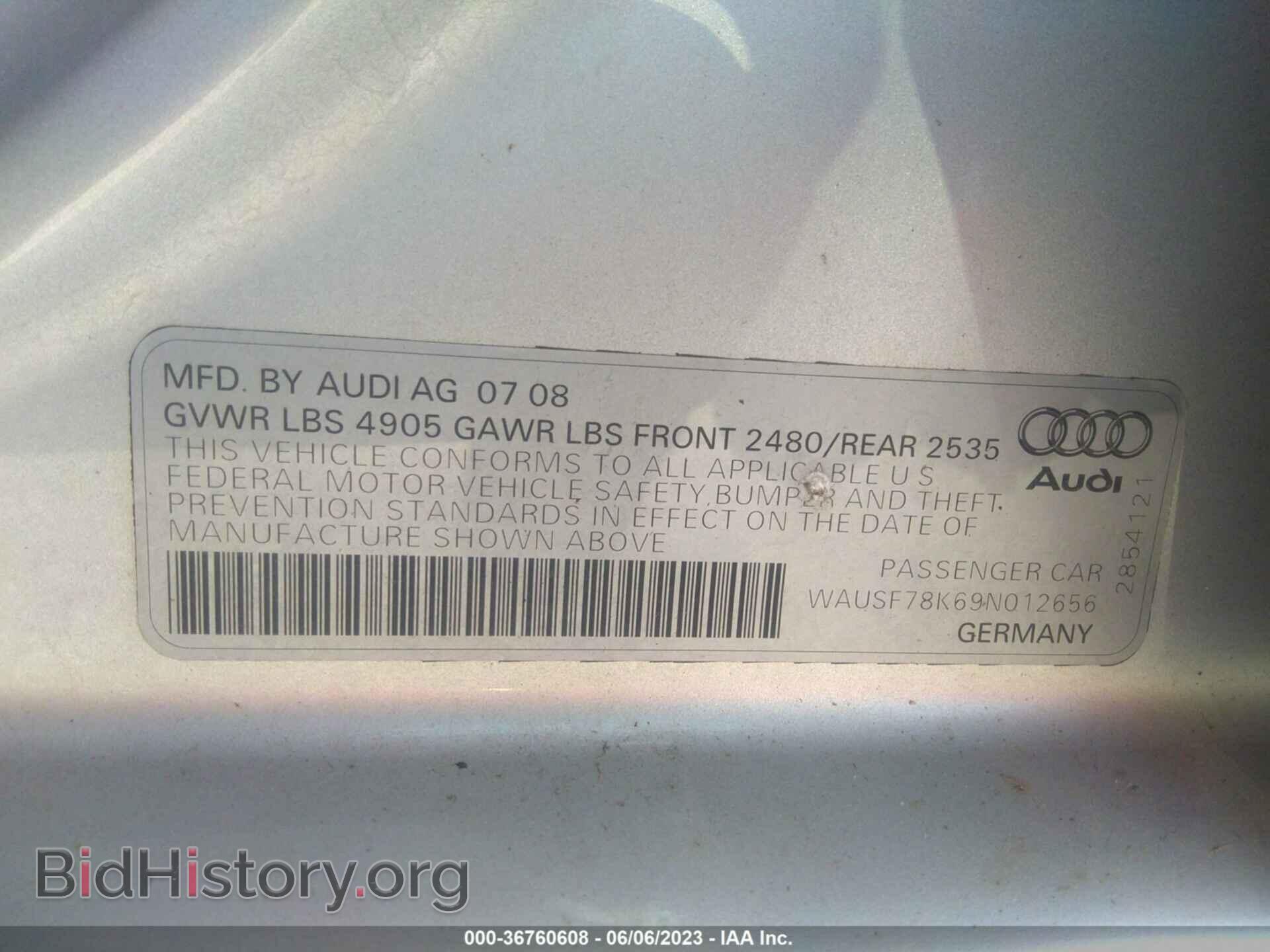 2009 AUDI A4 - VIN: WAUSF78K69N012656 - Фото 9