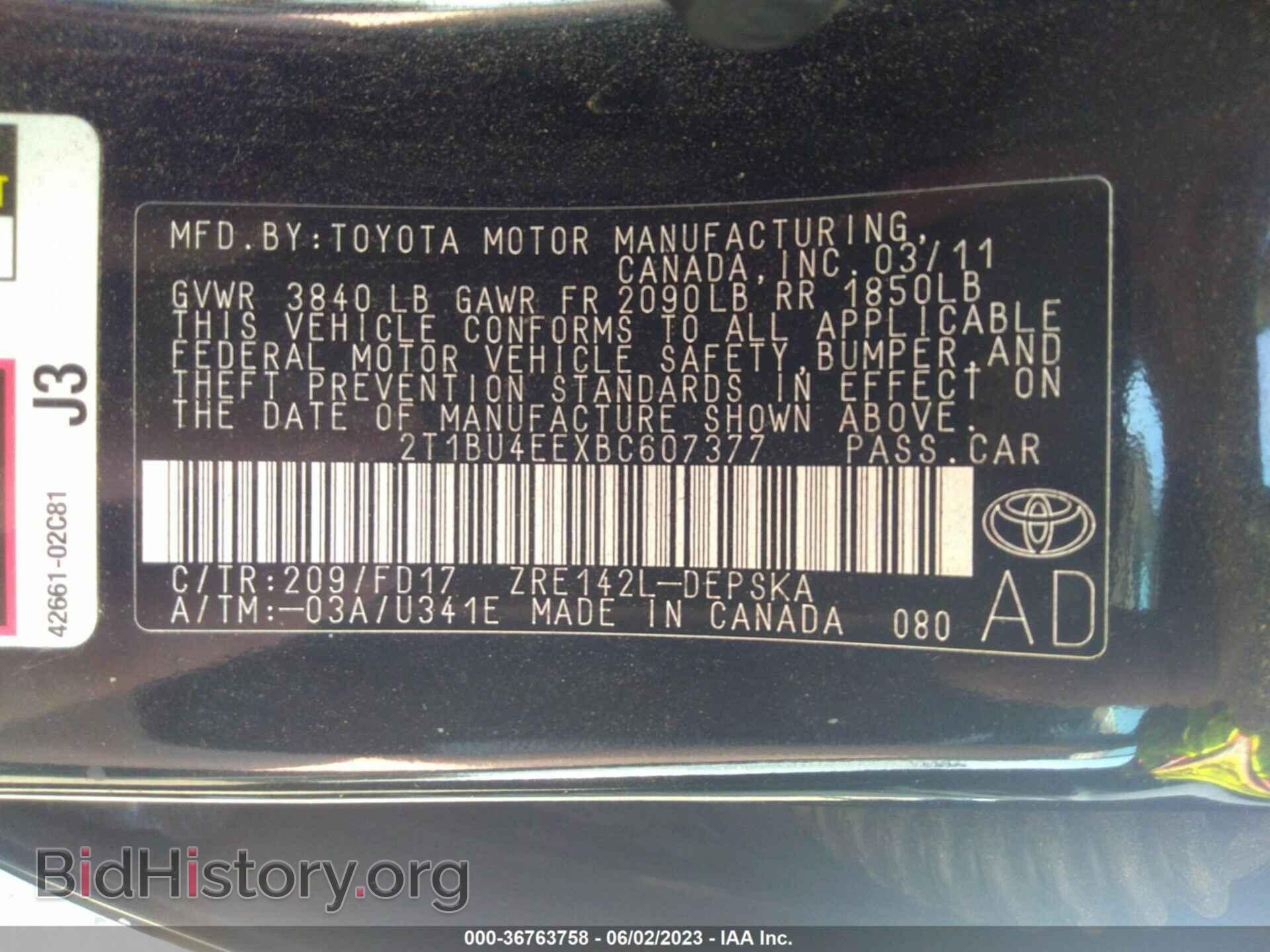 2011 TOYOTA COROLLA - VIN: 2T1BU4EEXBC607377 - Фото 9