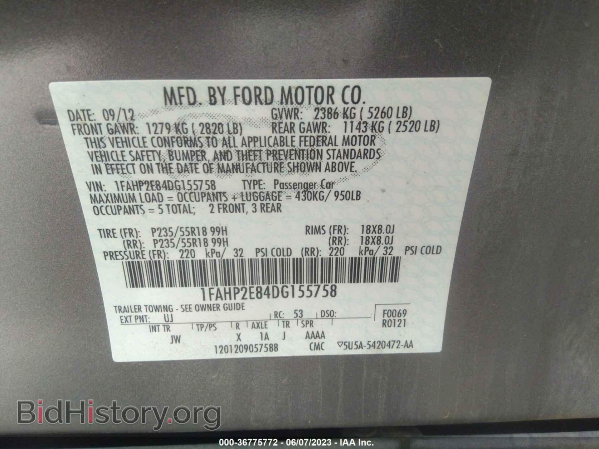 2013 FORD TAURUS - VIN: 1FAHP2E84DG155758 - Photo 9