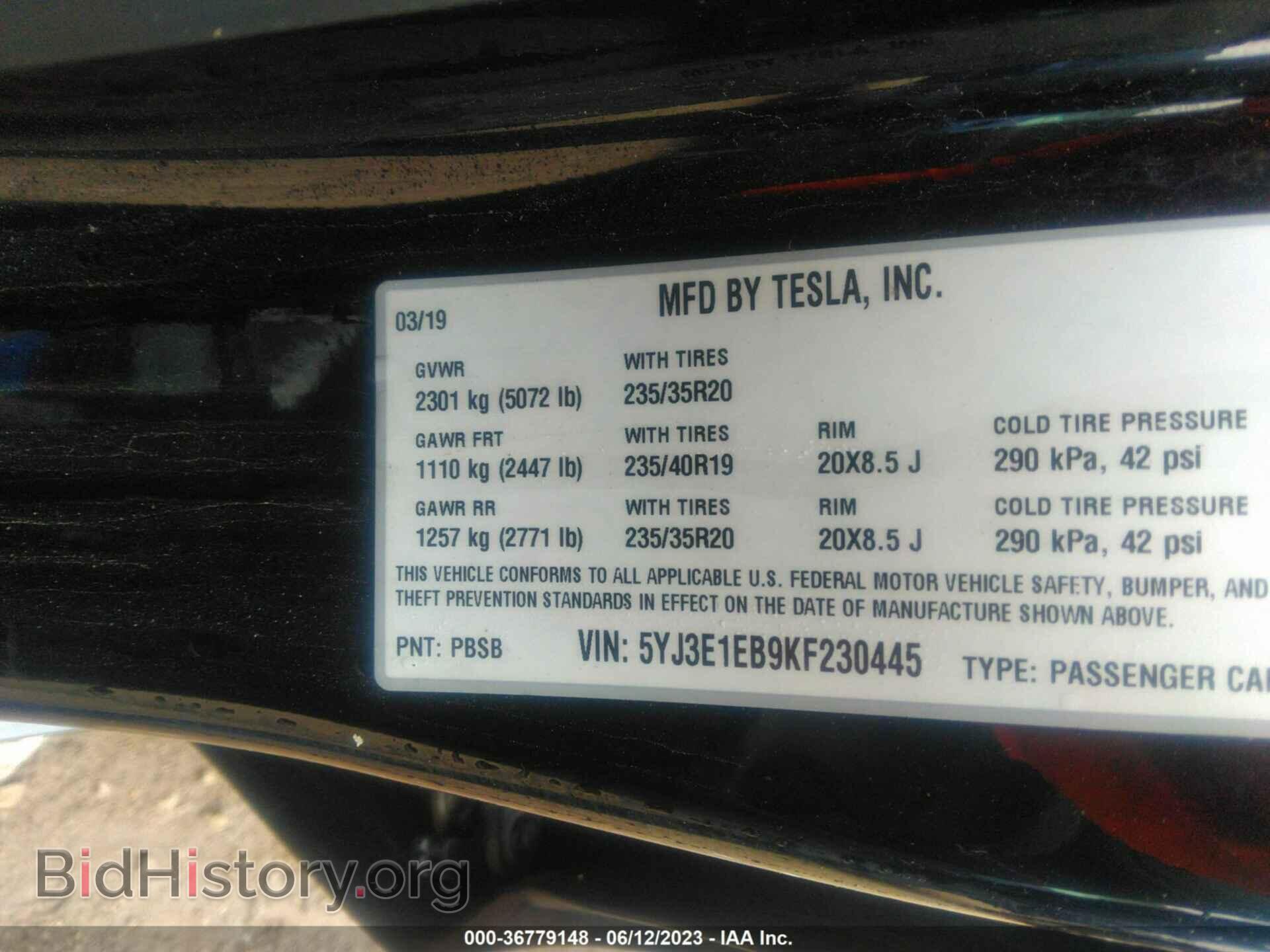 2019 TESLA MODEL 3 - VIN: 5YJ3E1EB9KF230445 - Фото 9