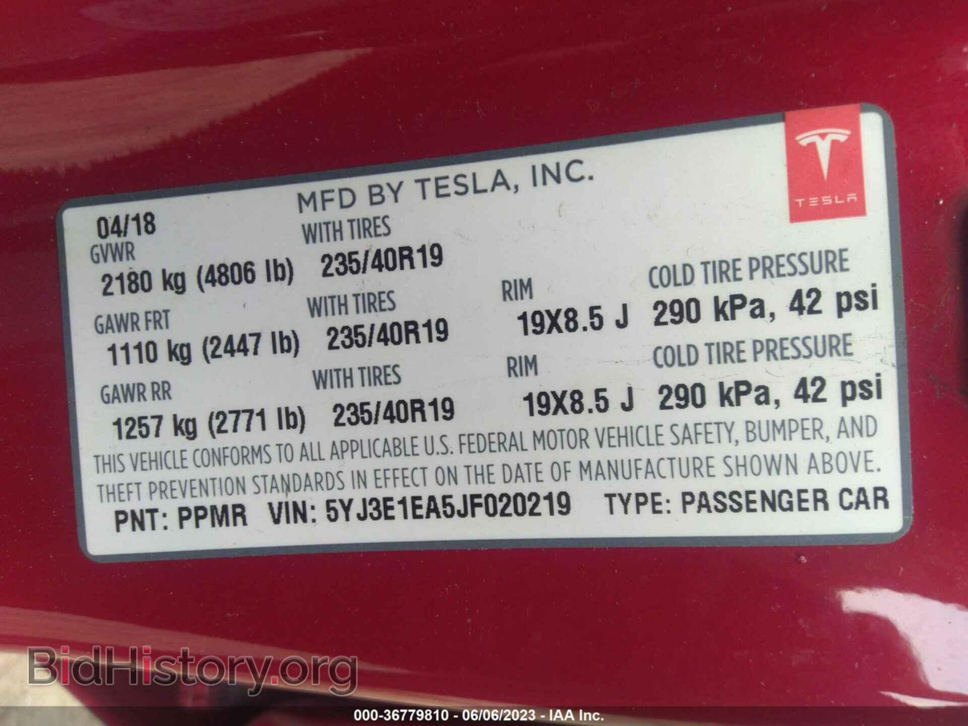 2018 TESLA MODEL 3 - VIN: 5YJ3E1EA5JF020219 - Фото 9