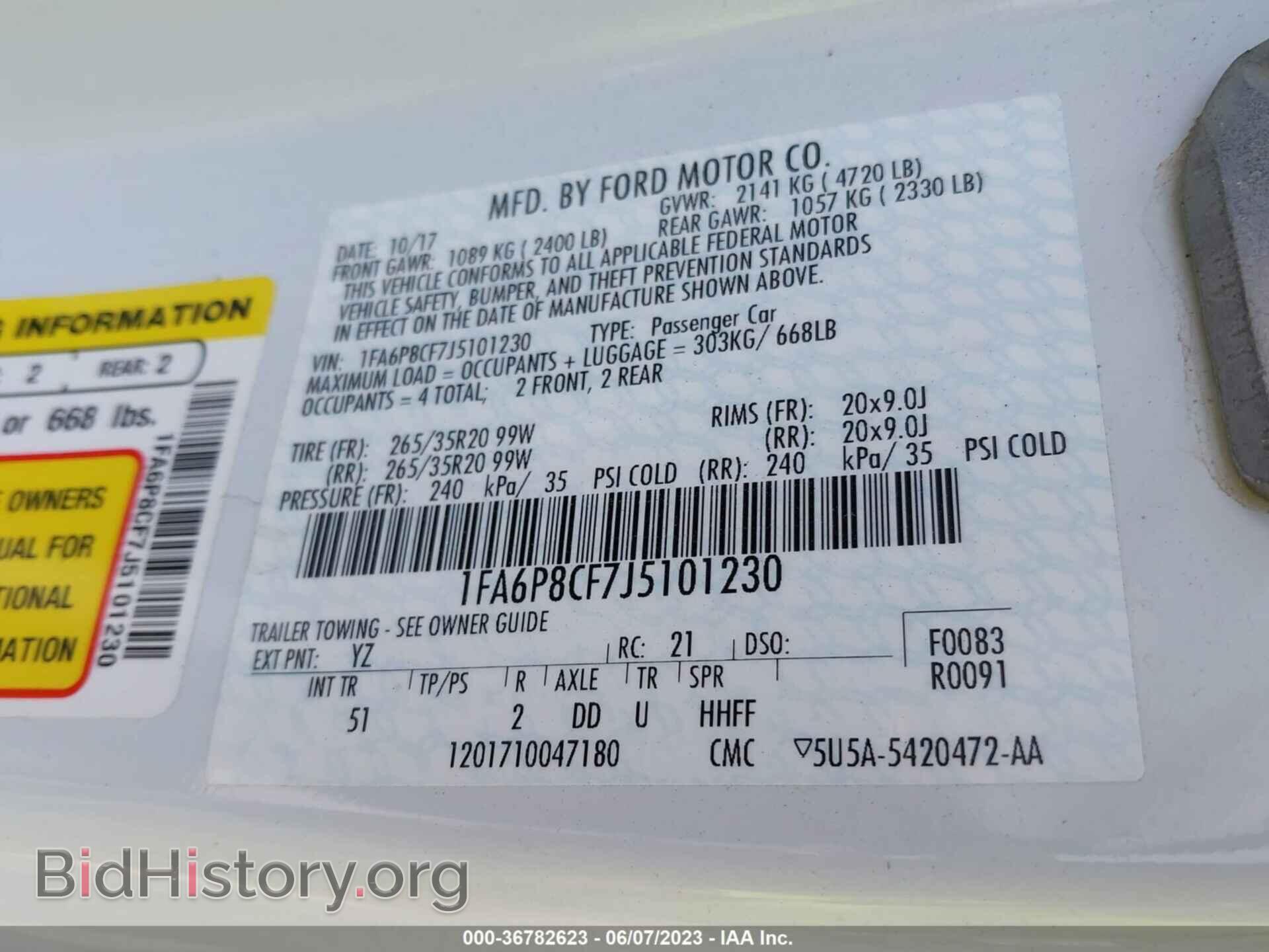 2018 FORD MUSTANG - VIN: 1FA6P8CF7J5101230 - Фото 9