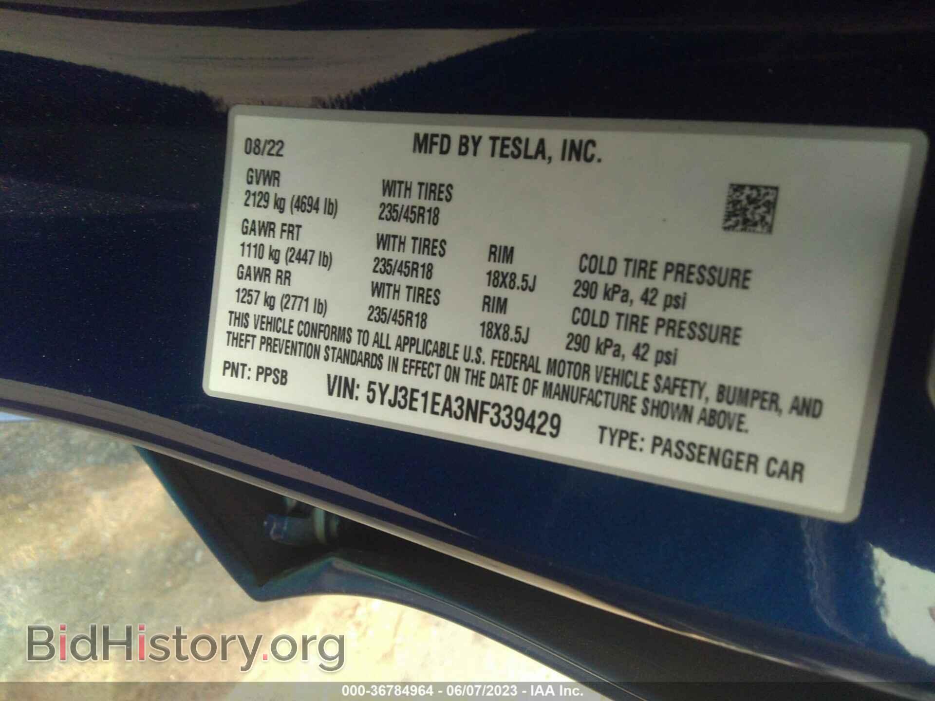 2022 TESLA MODEL 3 - VIN: 5YJ3E1EA3NF339429 - Photo 9