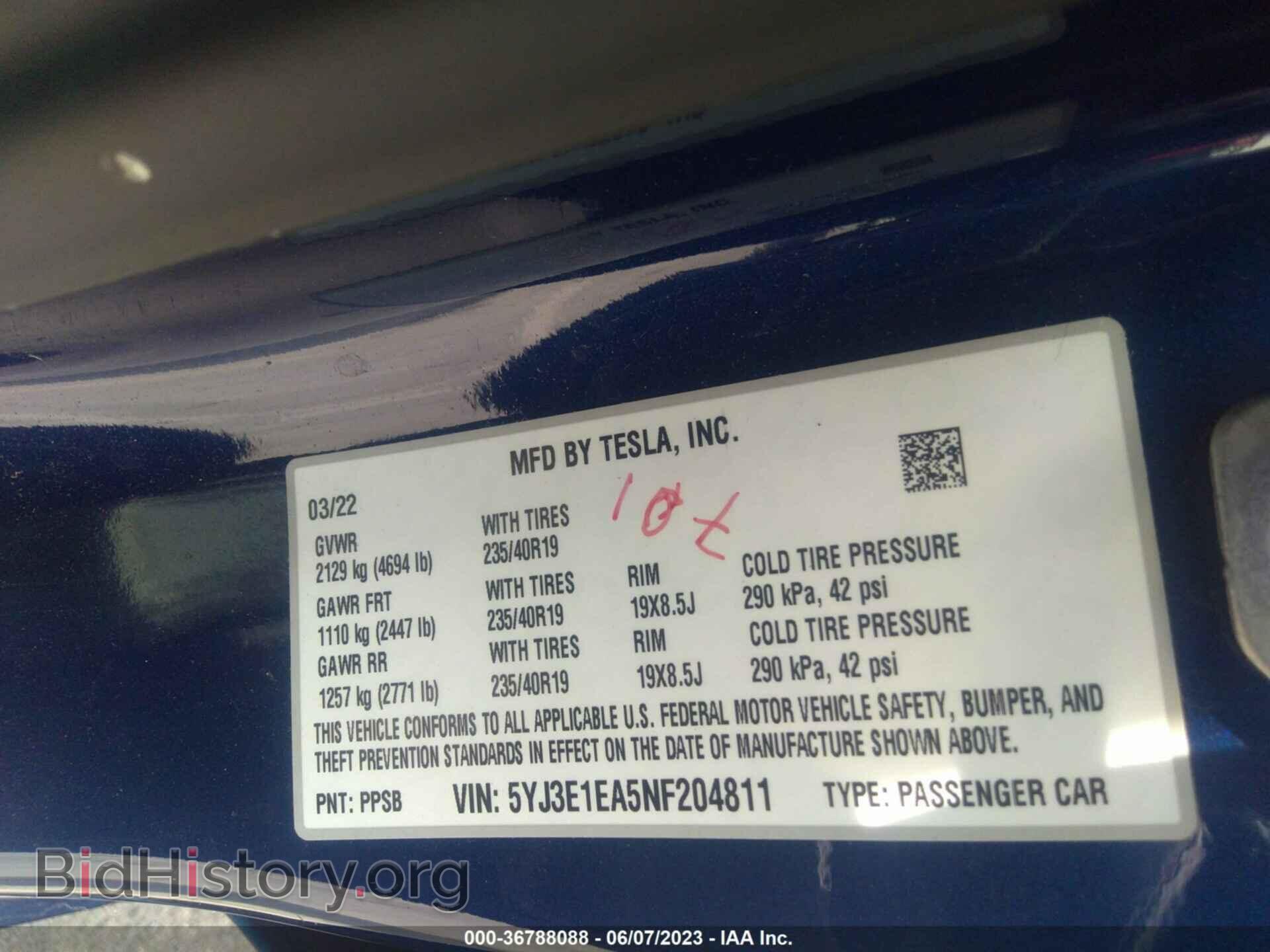 2022 TESLA MODEL 3 - VIN: 5YJ3E1EA5NF204811 - Фото 9