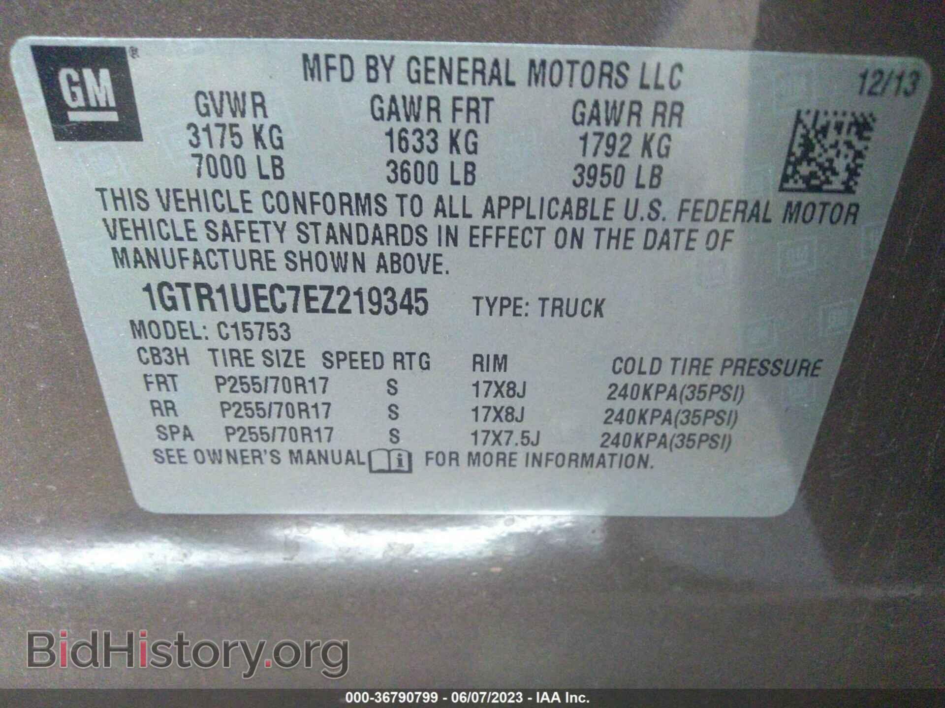 2014 GMC SIERRA 1500 - VIN: 1GTR1UEC7EZ219345 - Фото 9