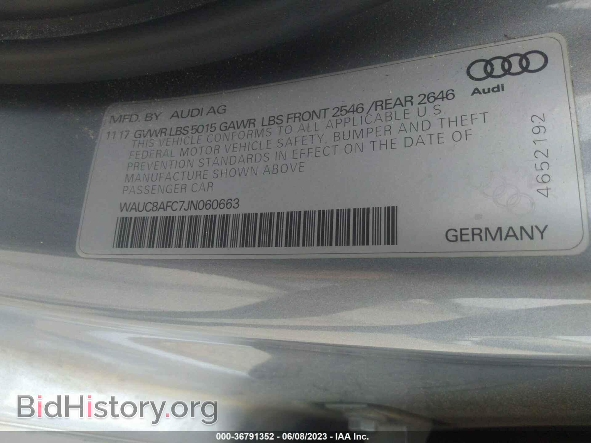 2018 AUDI A6 - VIN: WAUC8AFC7JN060663 - Фото 9