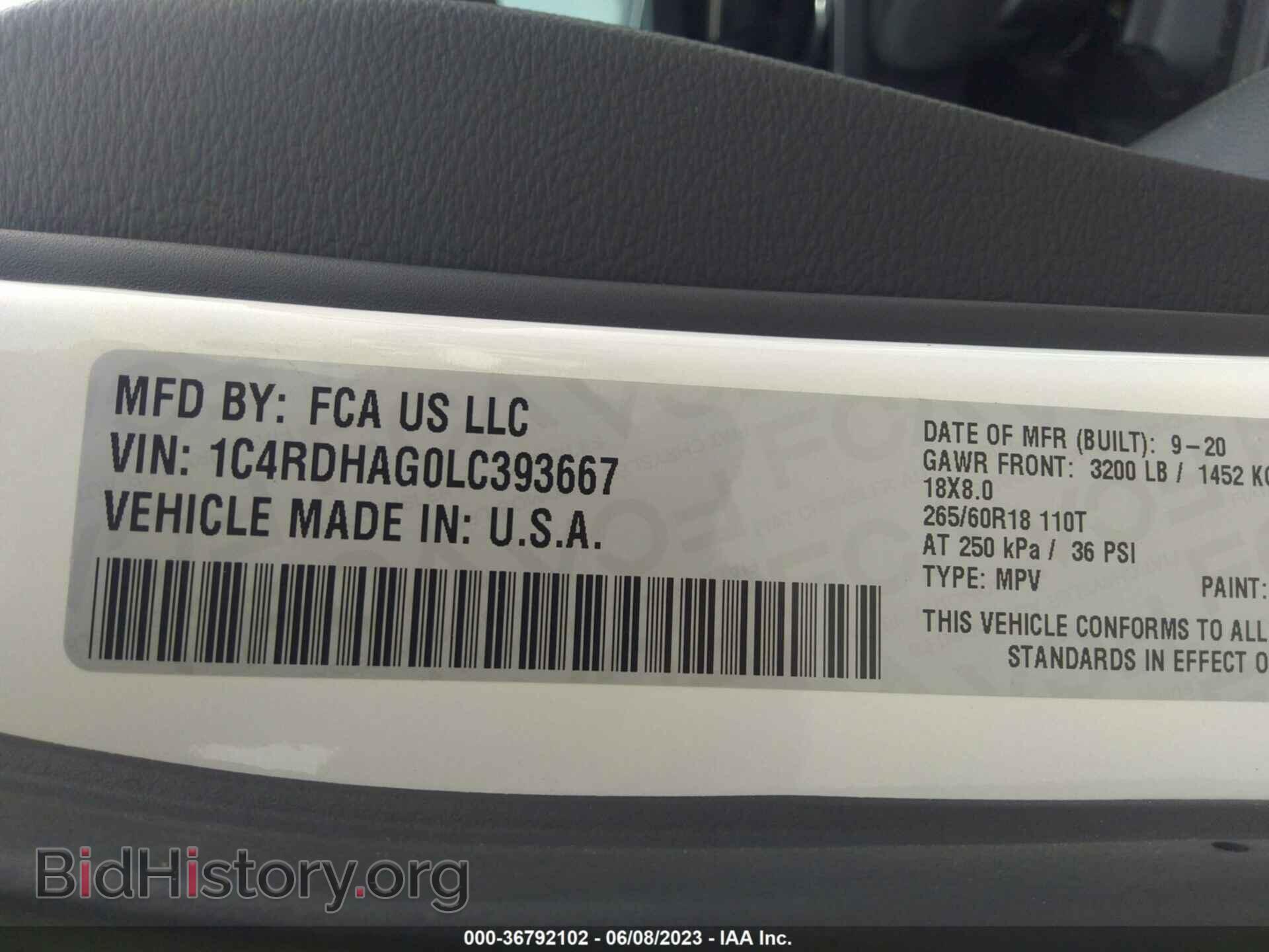 2020 DODGE DURANGO - VIN: 1C4RDHAG0LC393667 - Фото 9