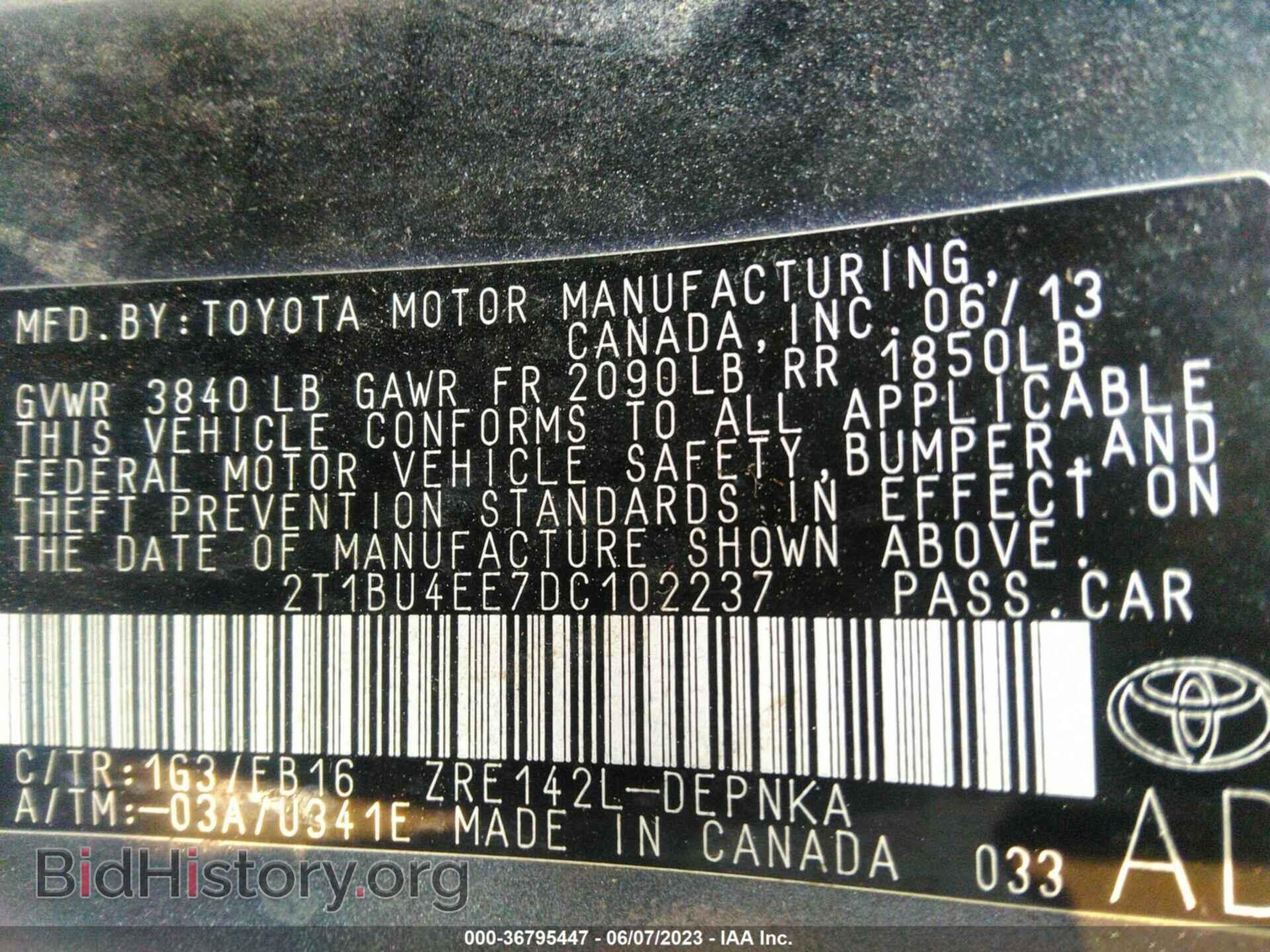 2013 TOYOTA COROLLA - VIN: 2T1BU4EE7DC102237 - Фото 9