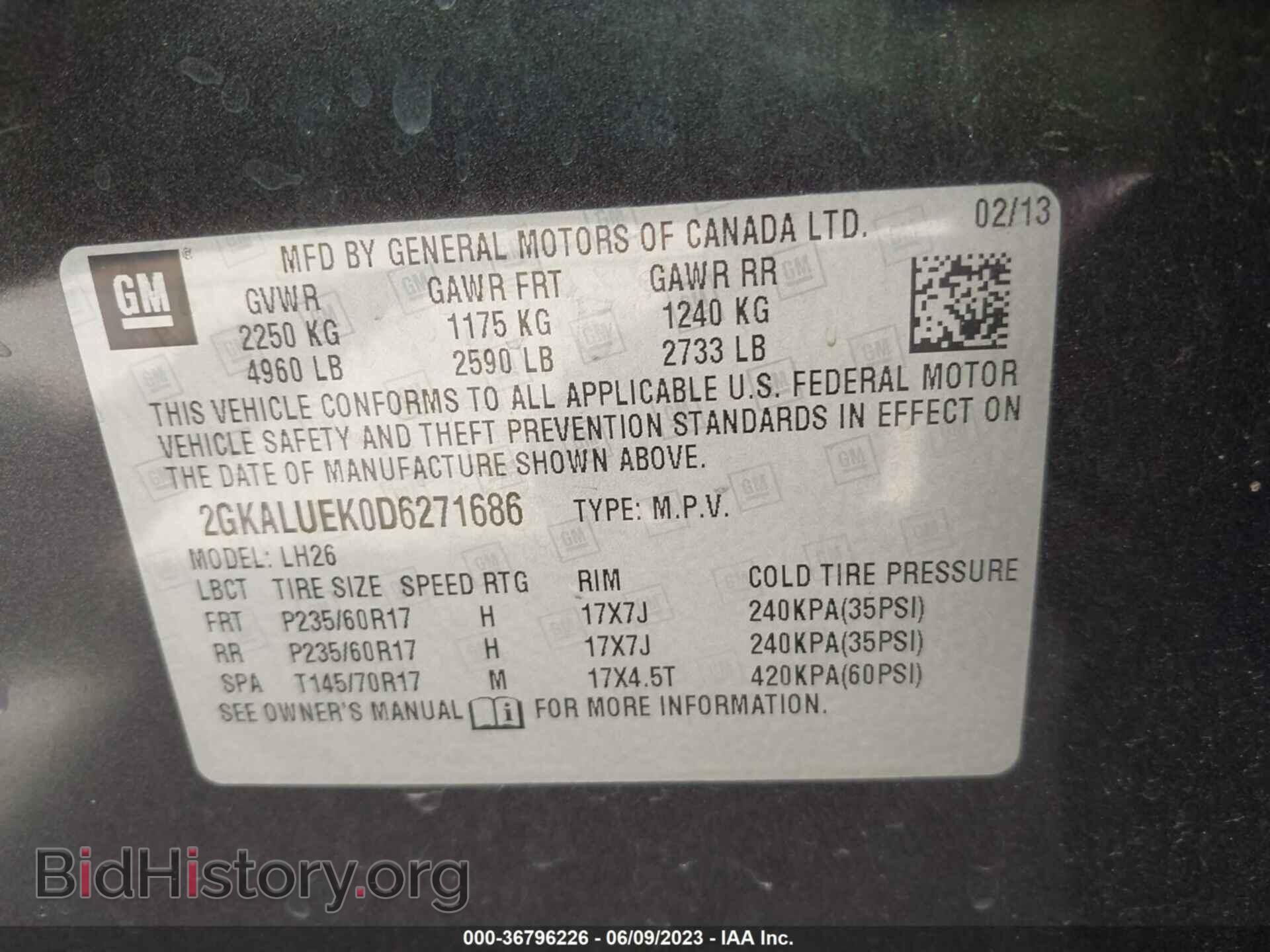 2013 GMC TERRAIN - VIN: 2GKALUEK0D6271686 - Photo 9