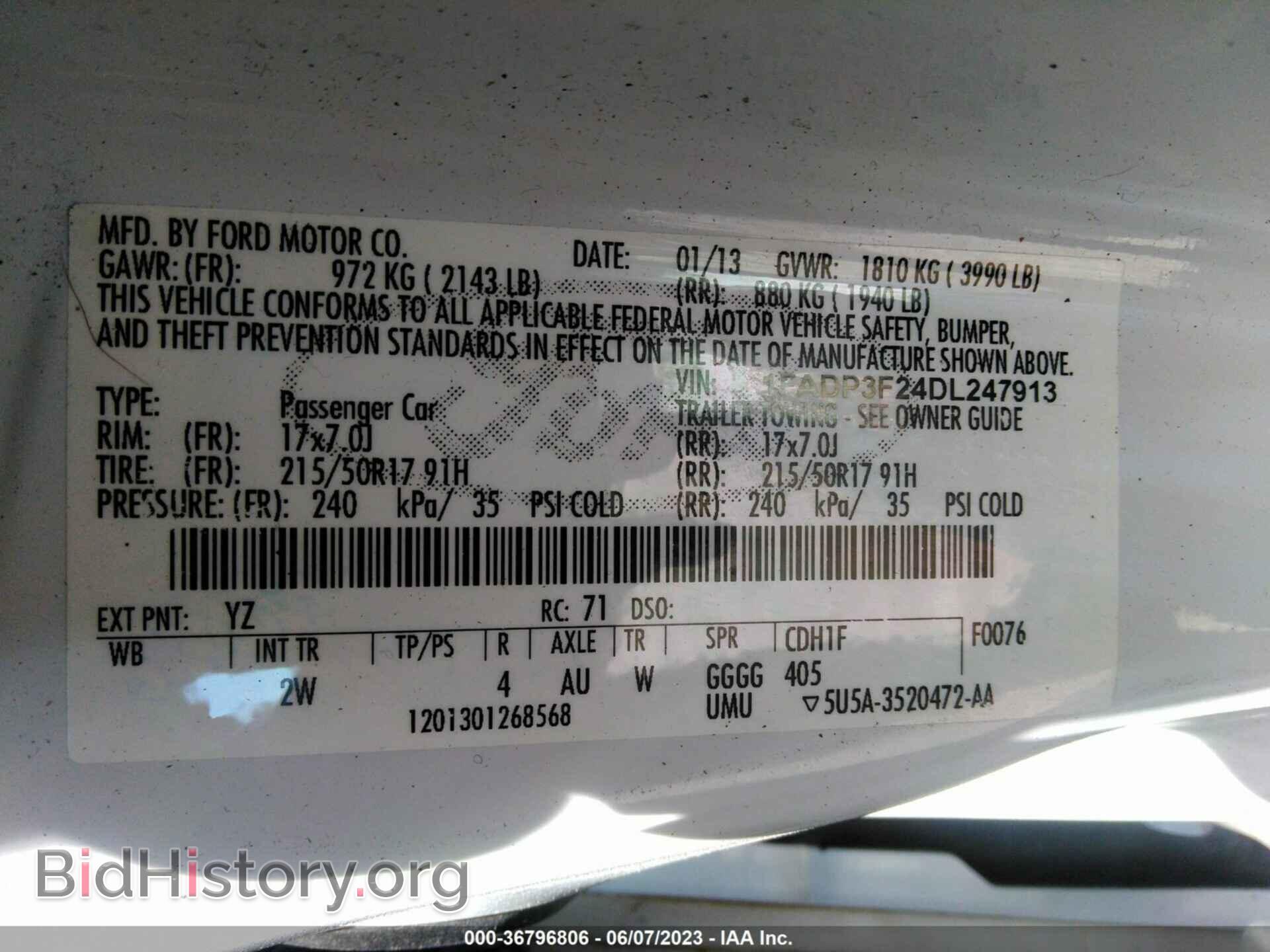 2013 FORD FOCUS - VIN: 1FADP3F24DL247913 - Фото 9