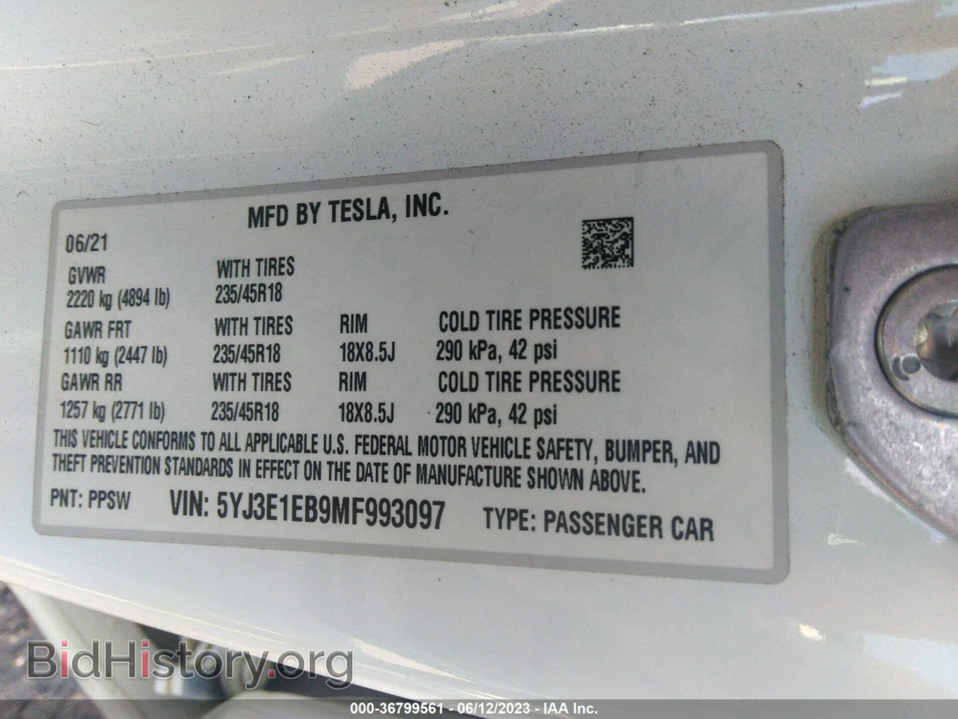 2021 TESLA MODEL 3 - VIN: 5YJ3E1EB9MF993097 - Photo 9