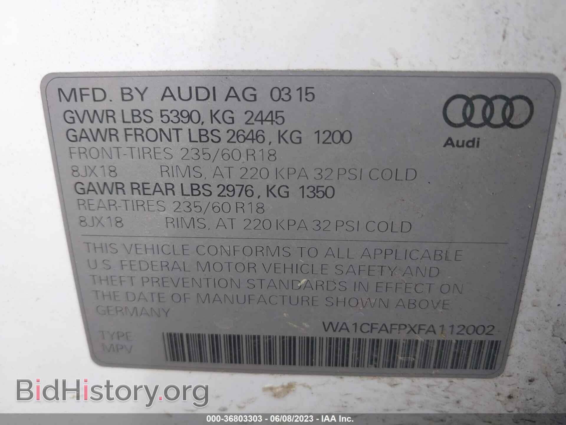 2015 AUDI Q5 - VIN: WA1CFAFPXFA112002 - Photo 9