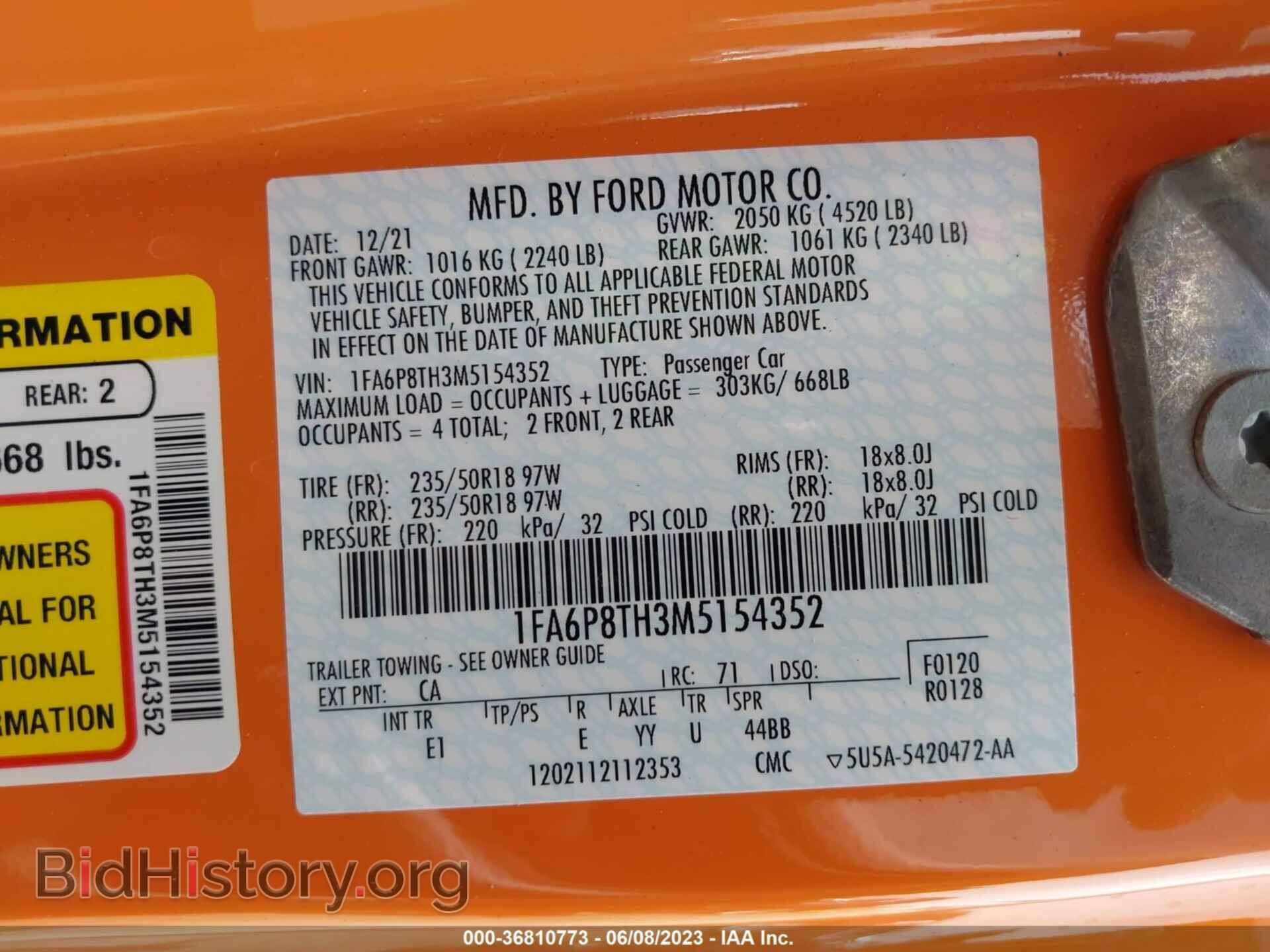2021 FORD MUSTANG - VIN: 1FA6P8TH3M5154352 - Фото 9