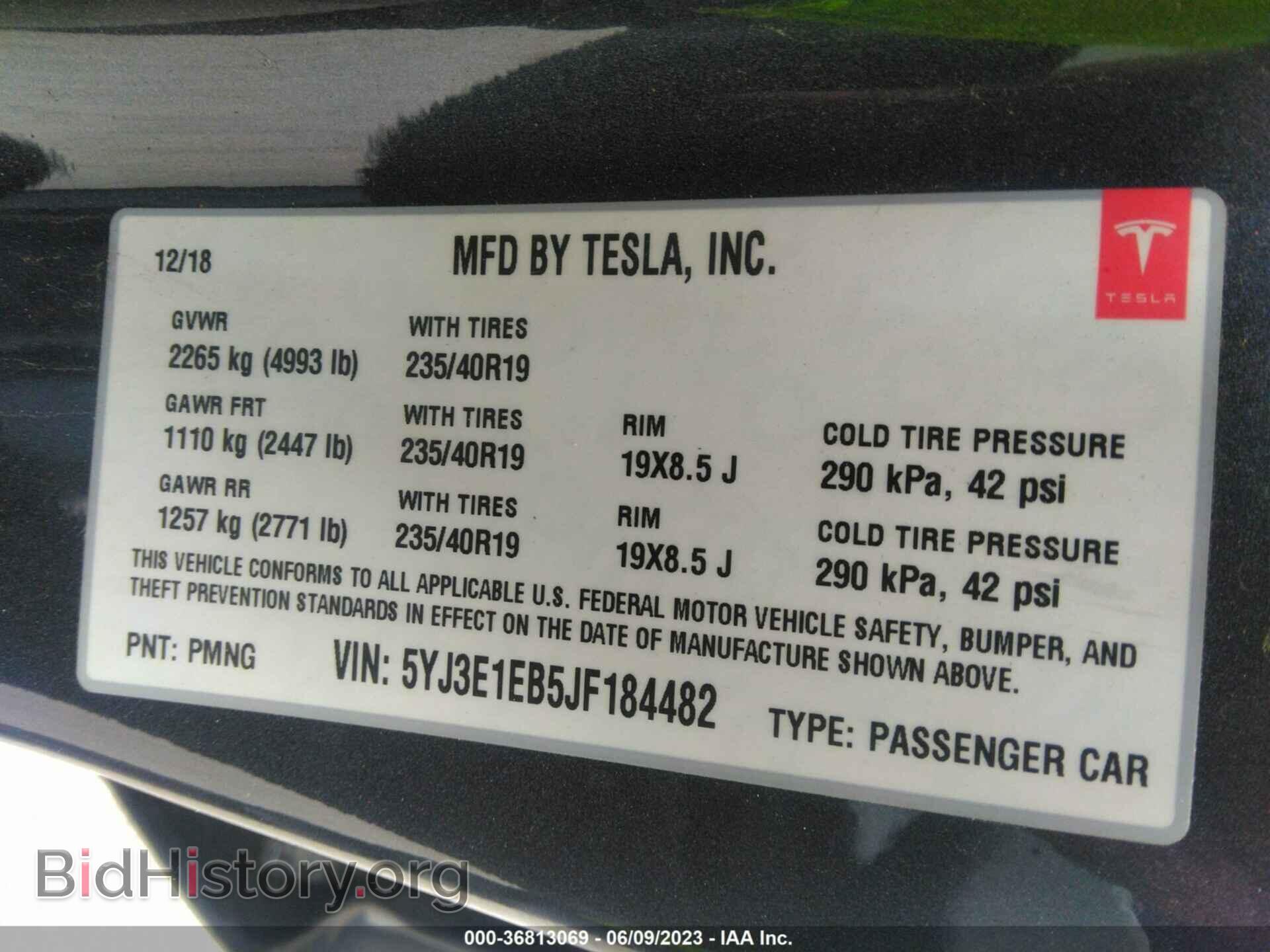 2018 TESLA MODEL 3 - VIN: 5YJ3E1EB5JF184482 - Фото 9