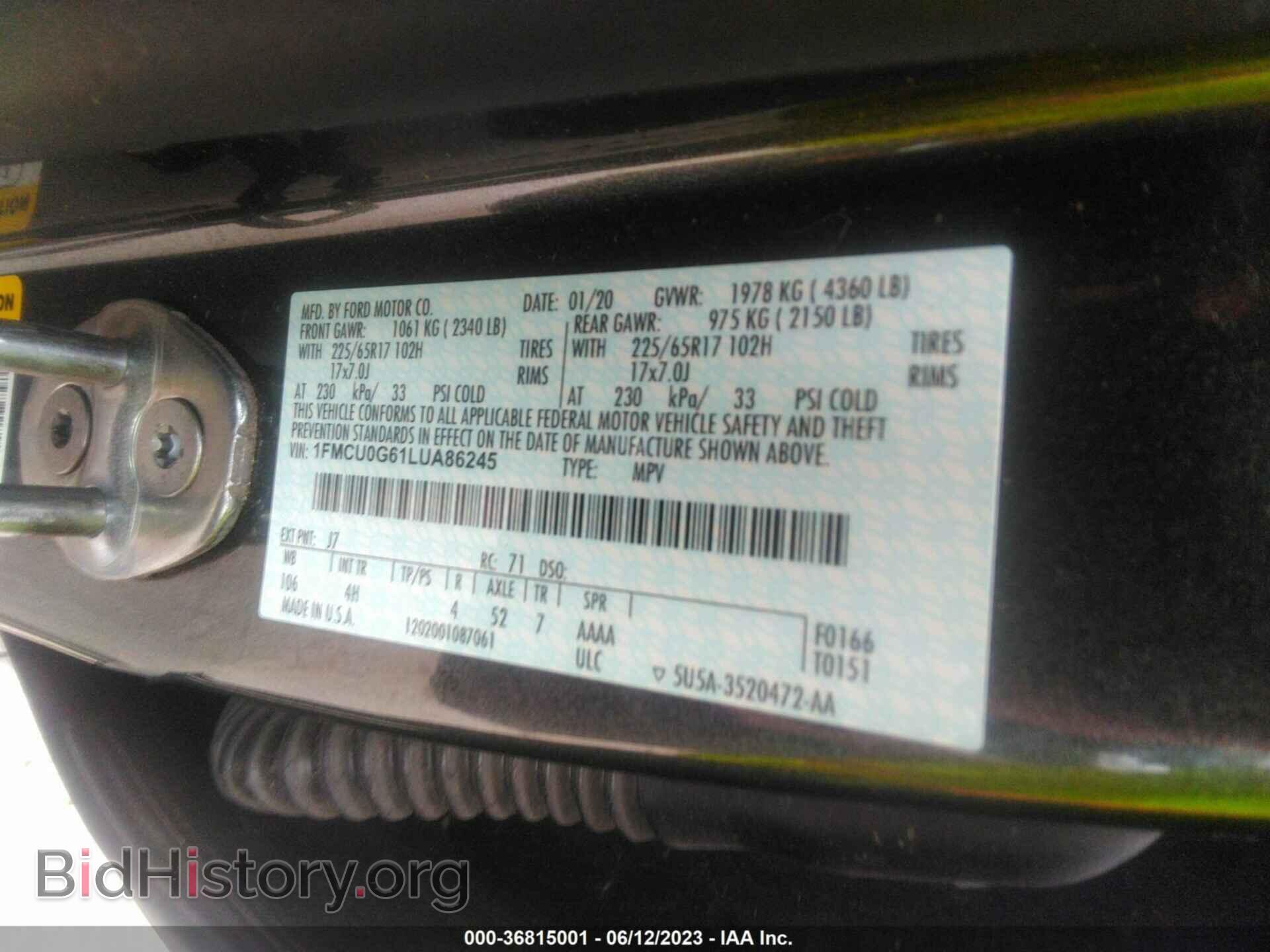 2020 FORD ESCAPE - VIN: 1FMCU0G61LUA86245 - Фото 9