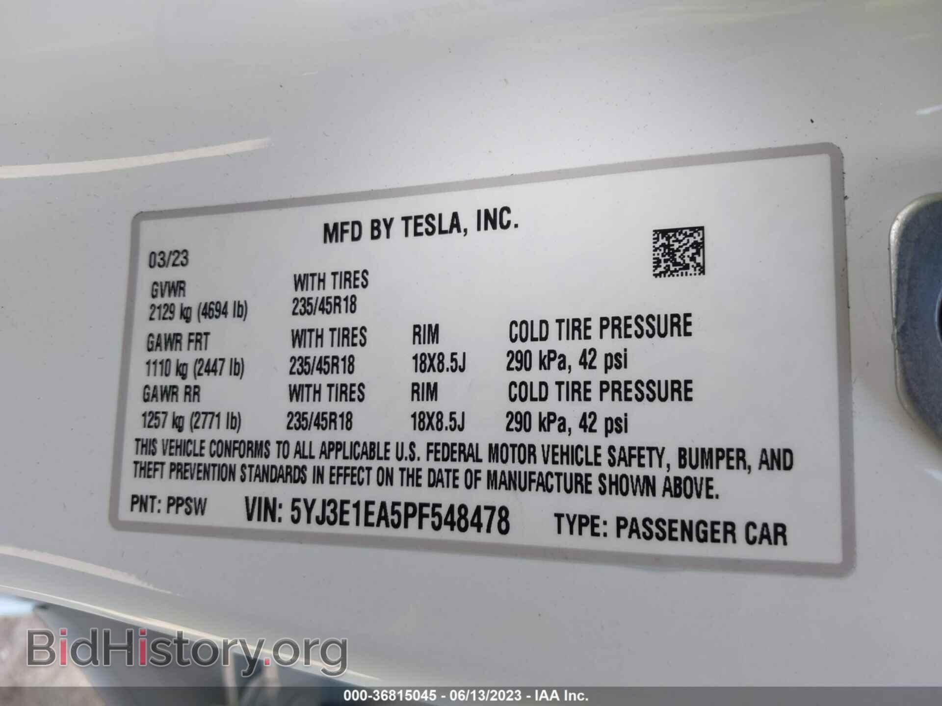 2023 TESLA MODEL 3 - VIN: 5YJ3E1EA5PF548478 - Фото 9