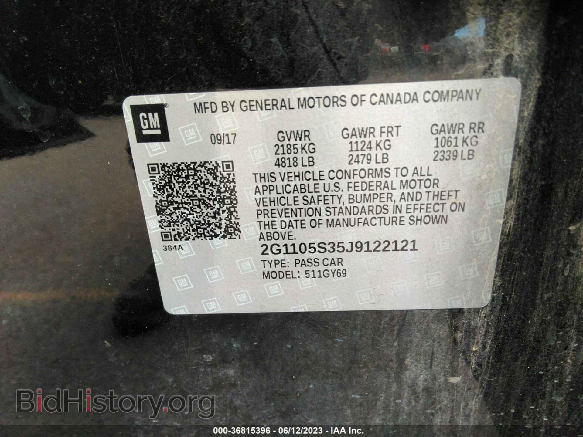 2018 CHEVROLET IMPALA - VIN: 2G1105S35J9122121 - Фото 9